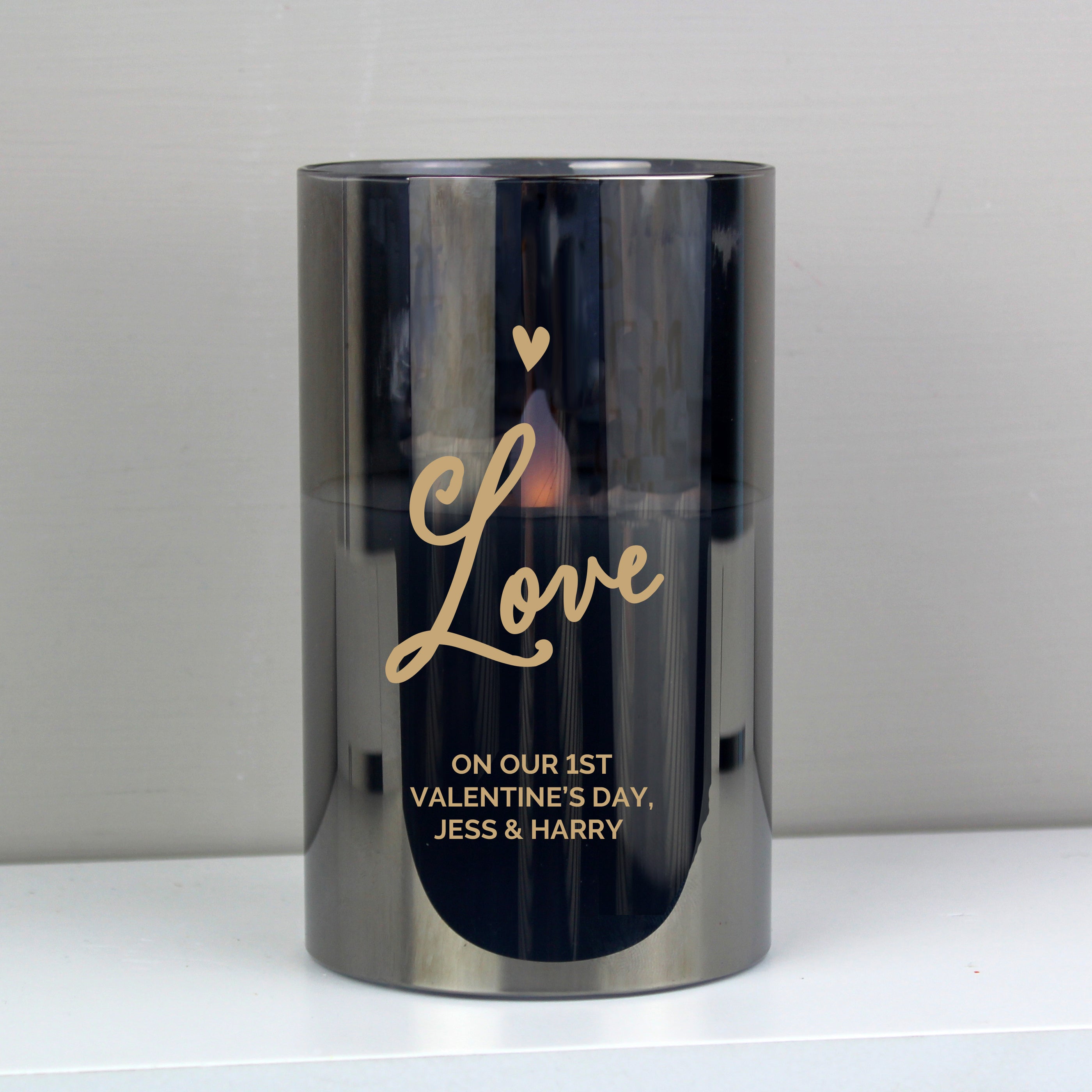 Personalised Love Smoked Glass LED Candle - gift & personalise