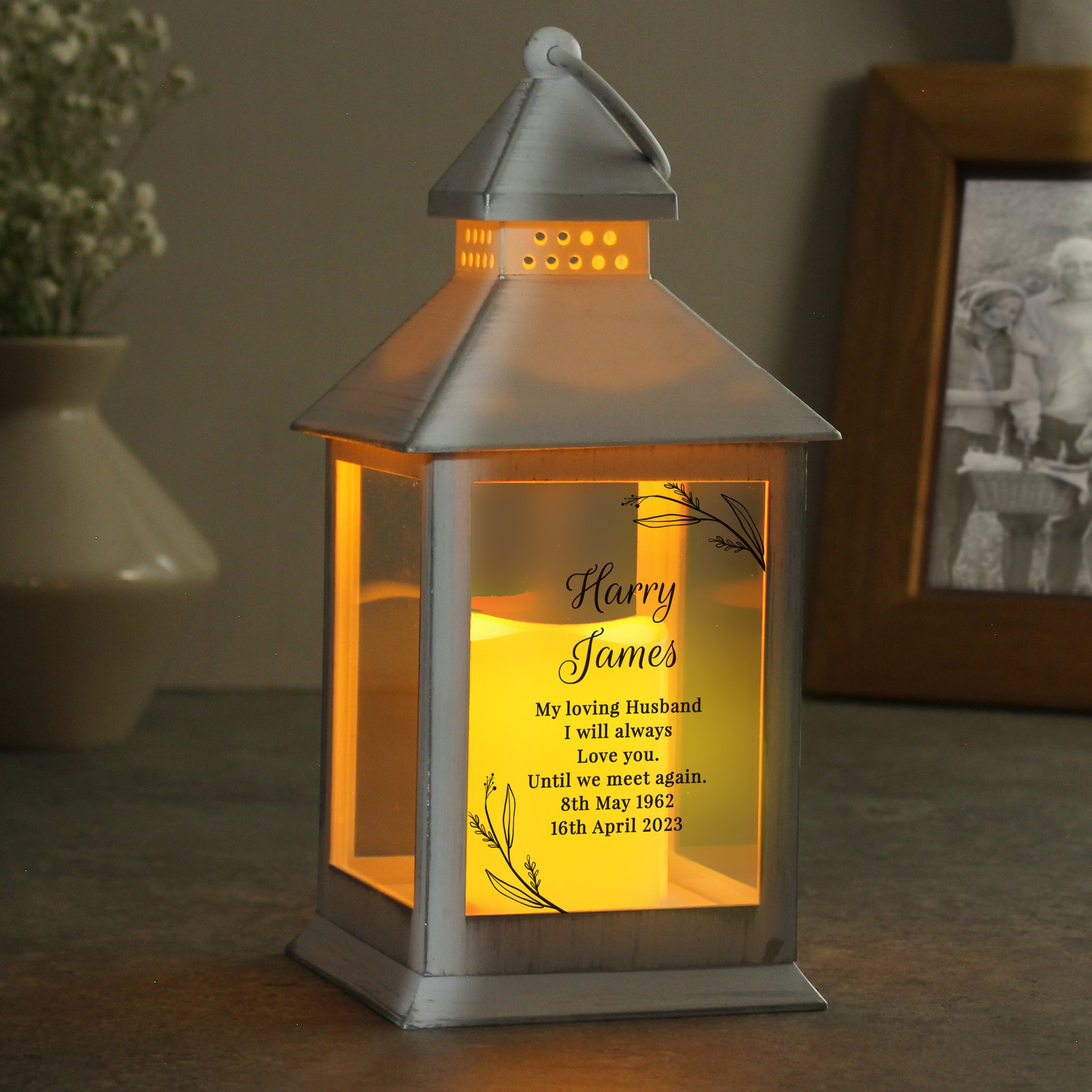 Personalised Memorial White Lantern - gift & personalise