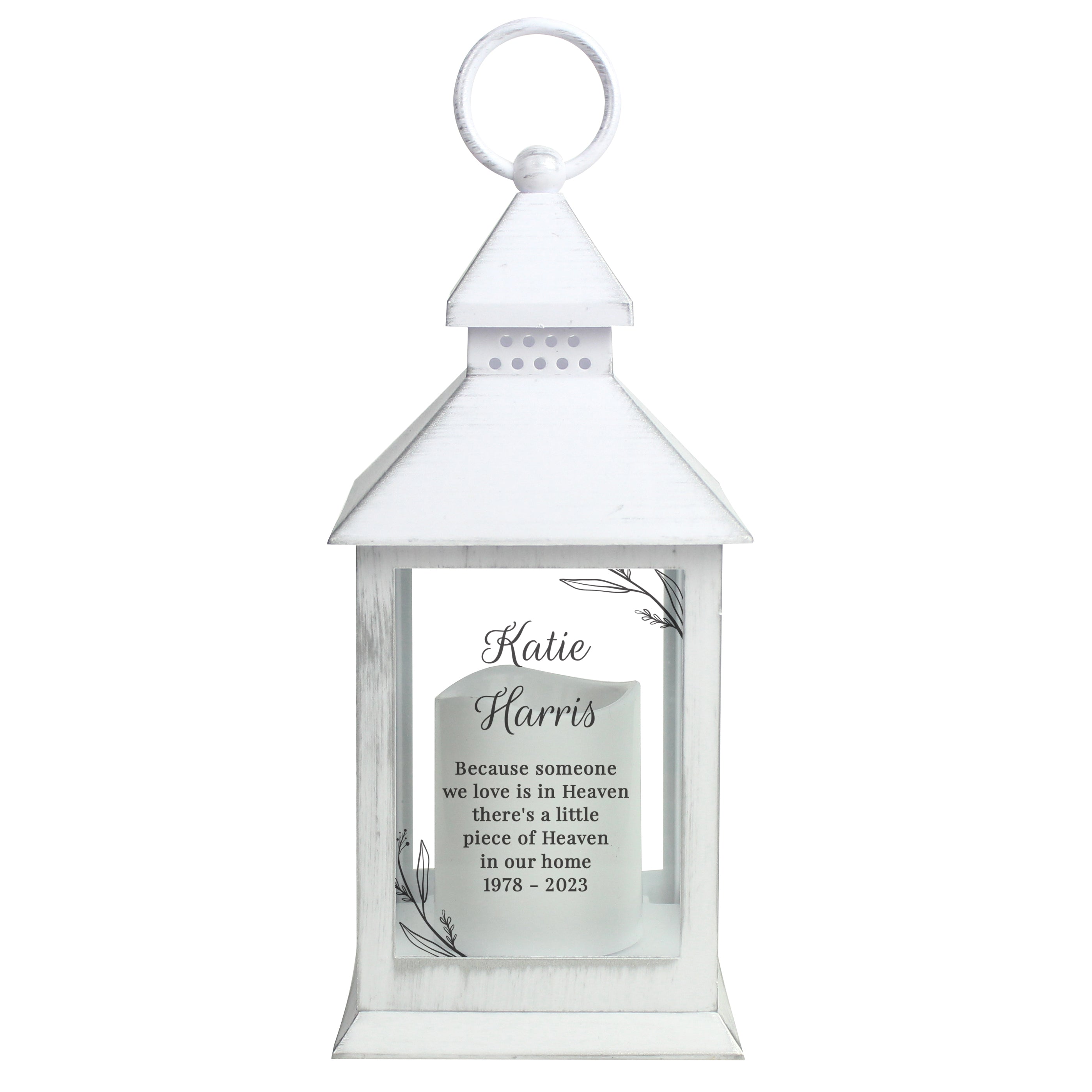 Personalised Memorial White Lantern - gift & personalise