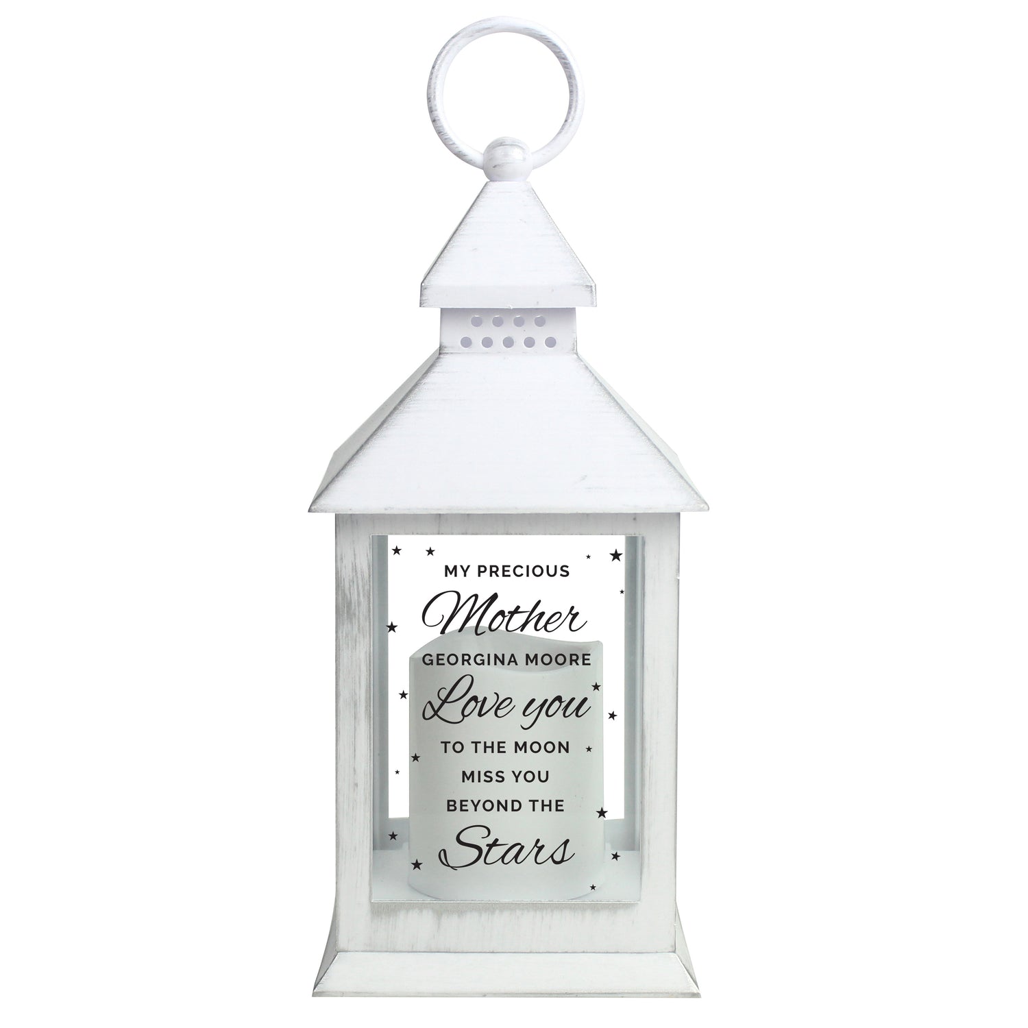 Personalised 'Miss You Beyond The Stars' White Lantern - gift & personalise