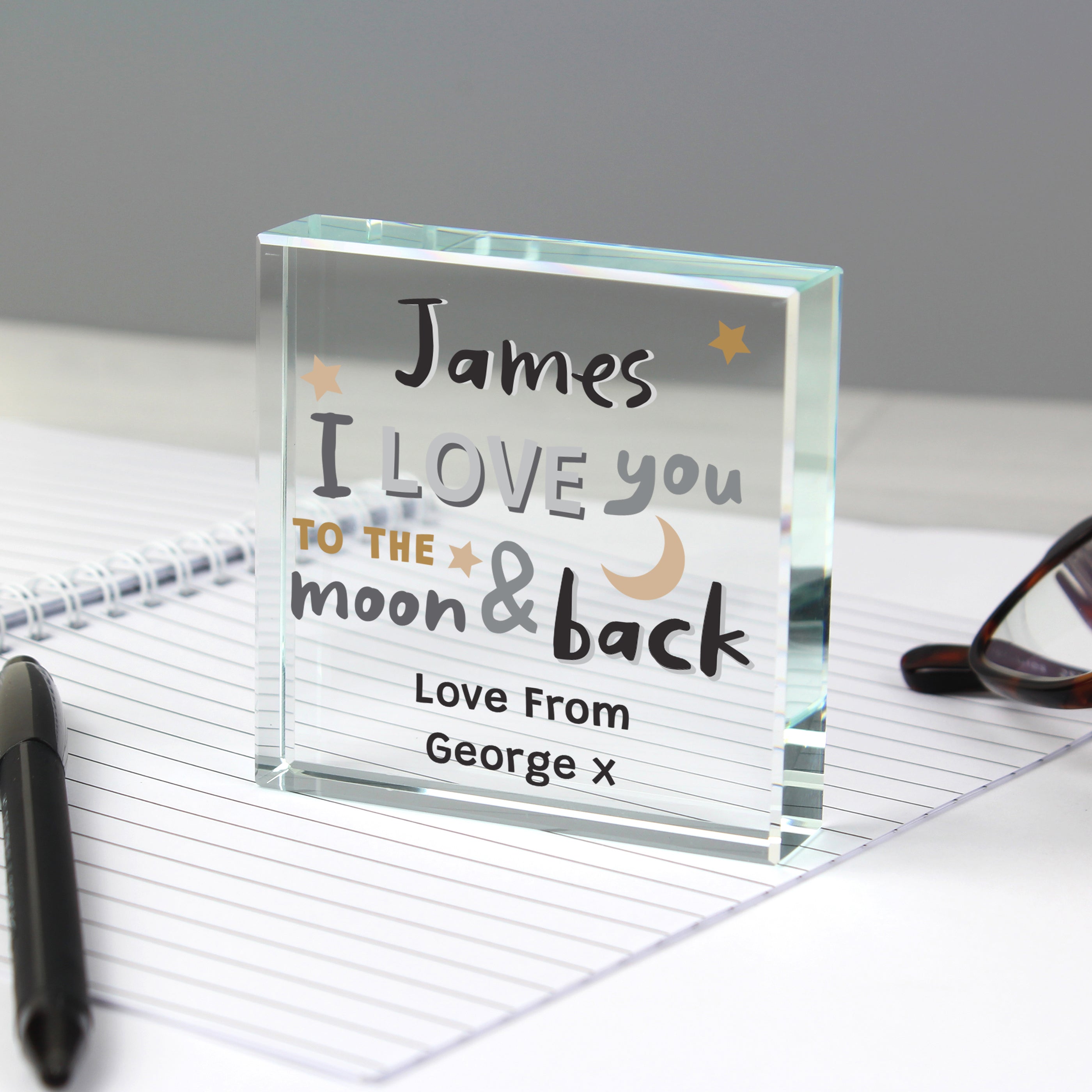 Personalised To the Moon and Back Crystal Token - gift & personalise