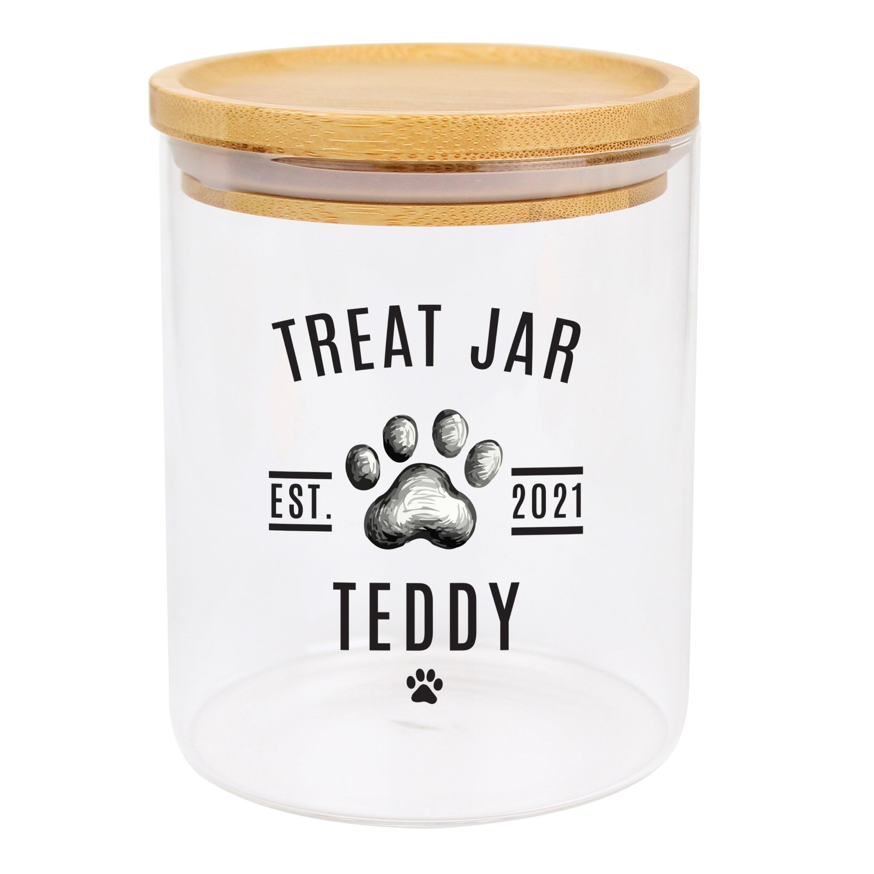 Personalised Pet Treats Glass Jar with Bamboo Lid - gift & personalise