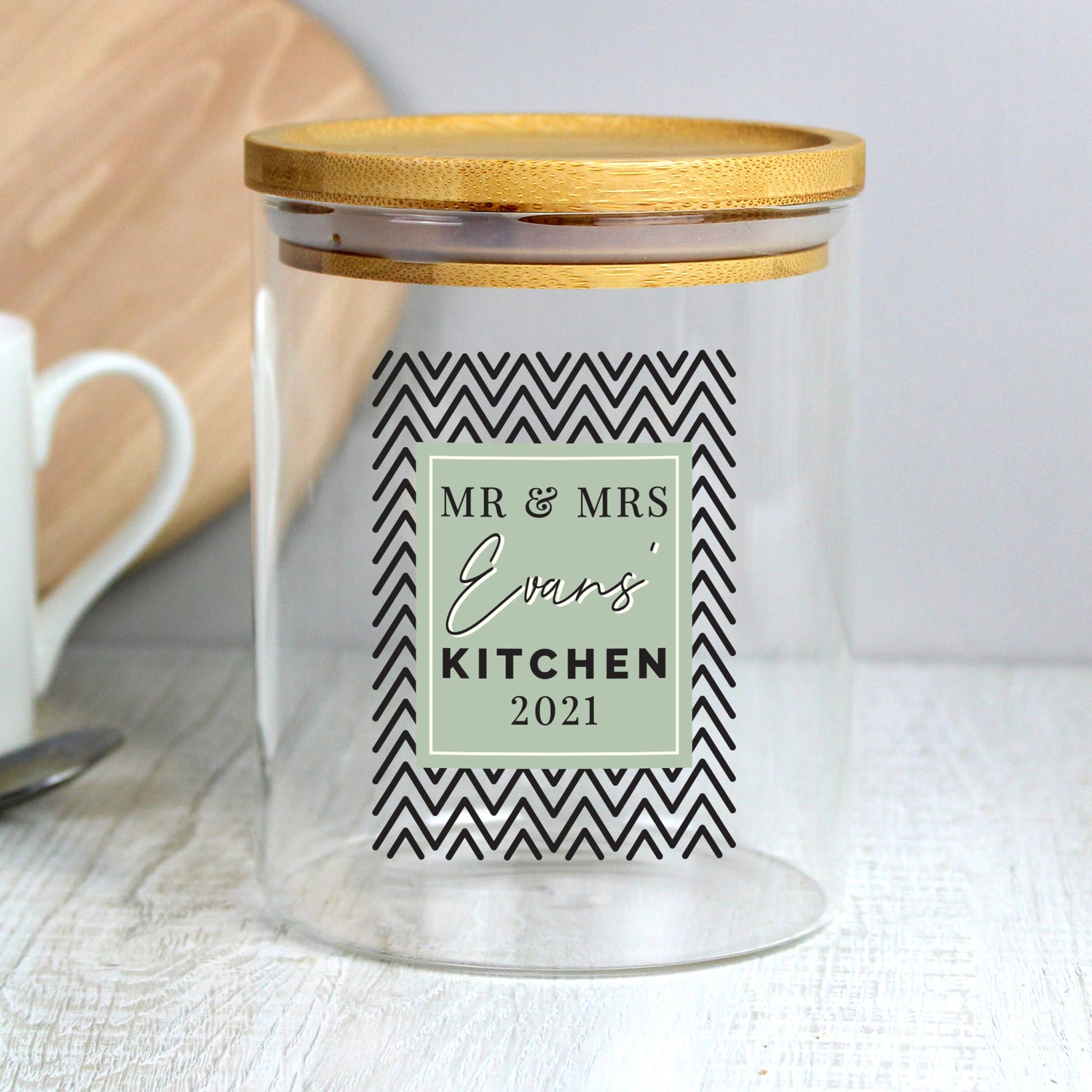 Personalised Free Text Glass Jar with Bamboo Lid - gift & personalise