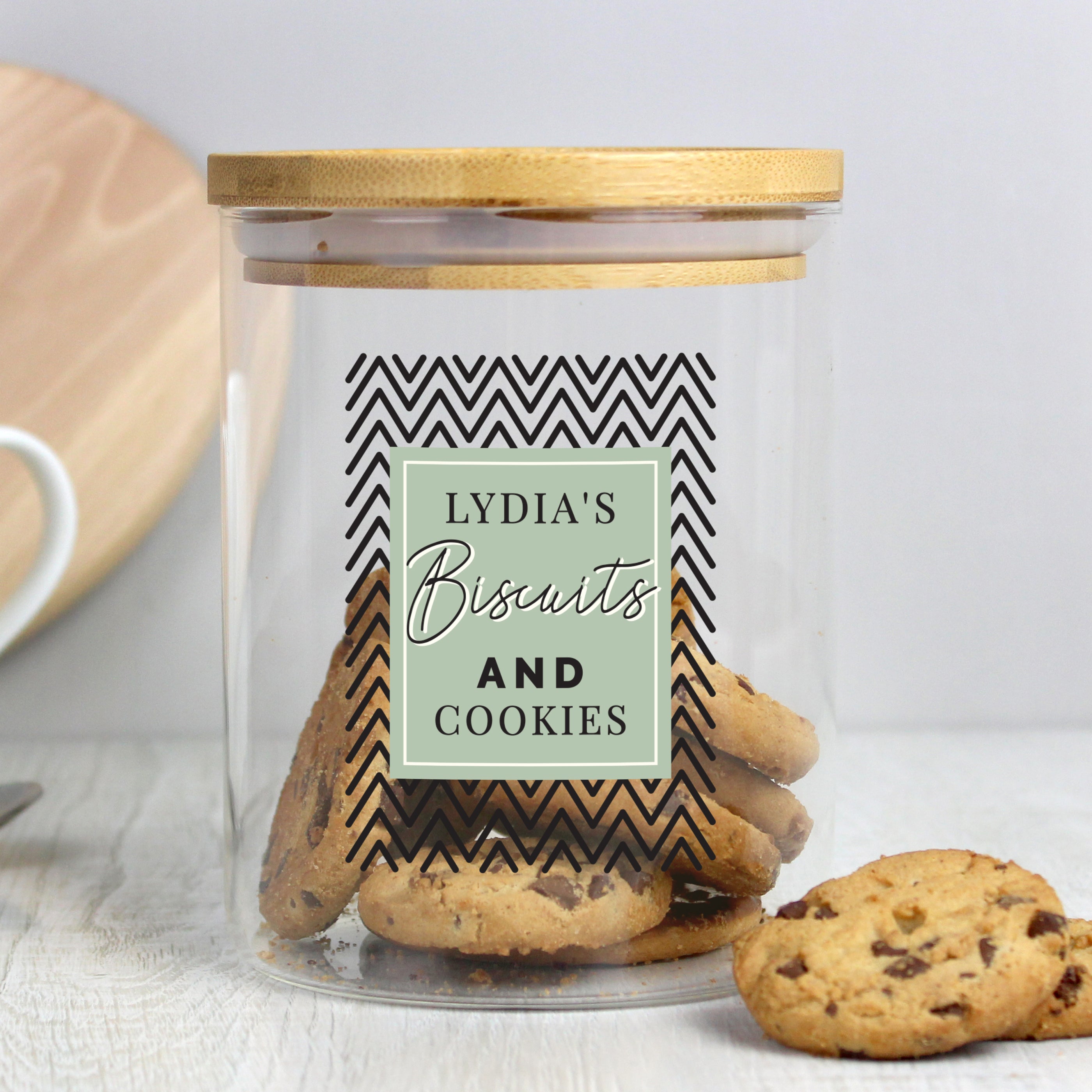 Personalised Free Text Glass Jar with Bamboo Lid - gift & personalise