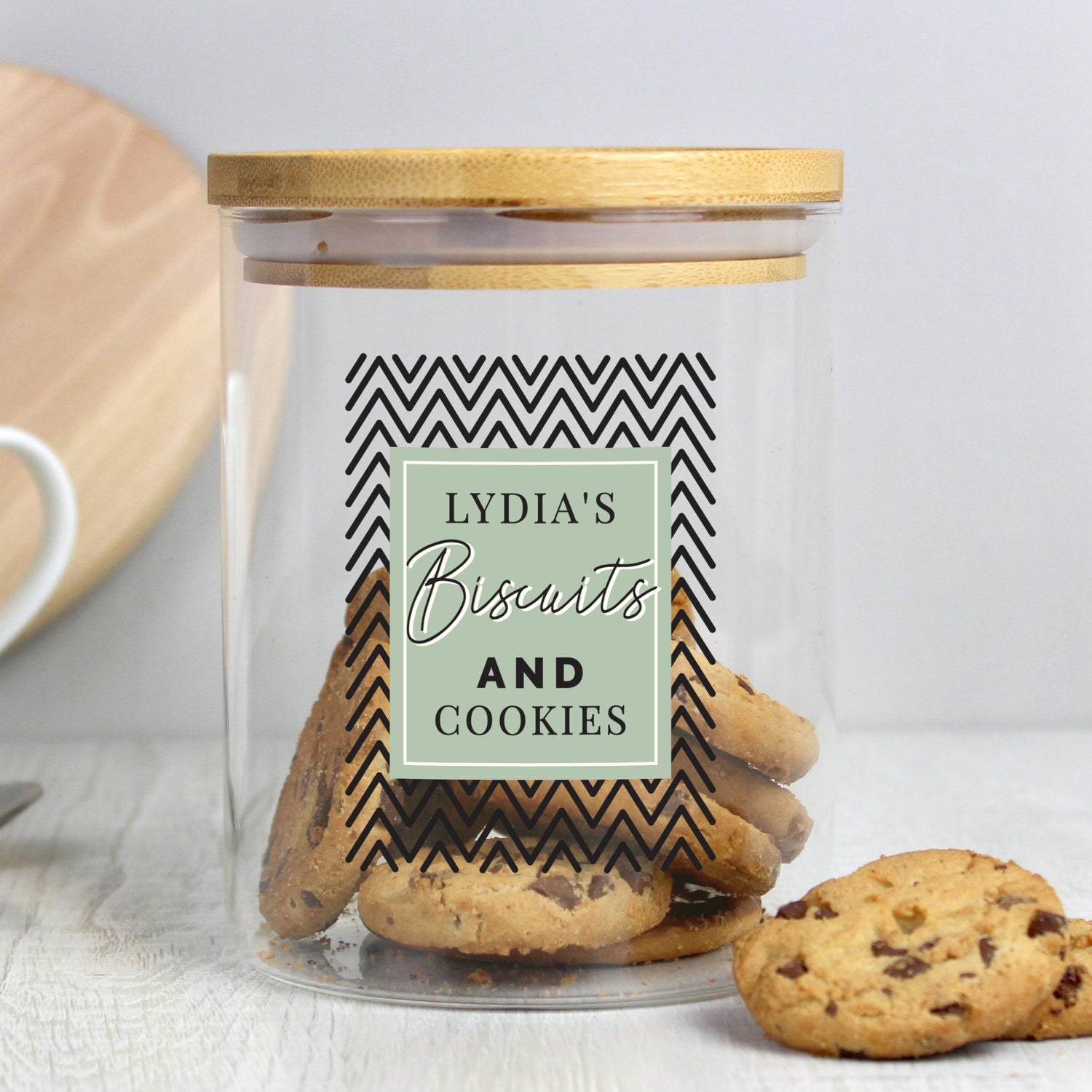 Personalised Free Text Glass Jar with Bamboo Lid - gift & personalise