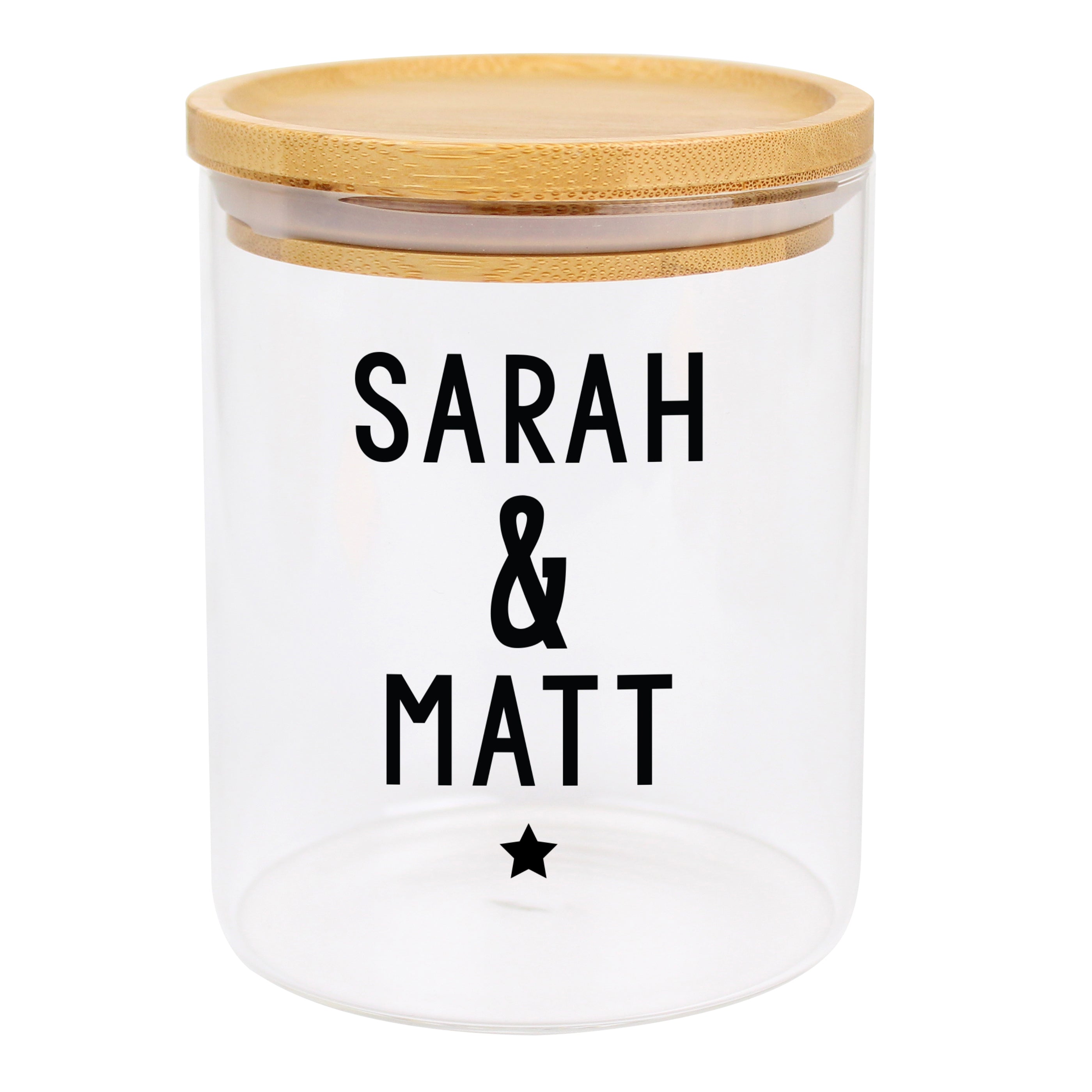 Personalised Free Text Glass Jar with Bamboo Lid - gift & personalise