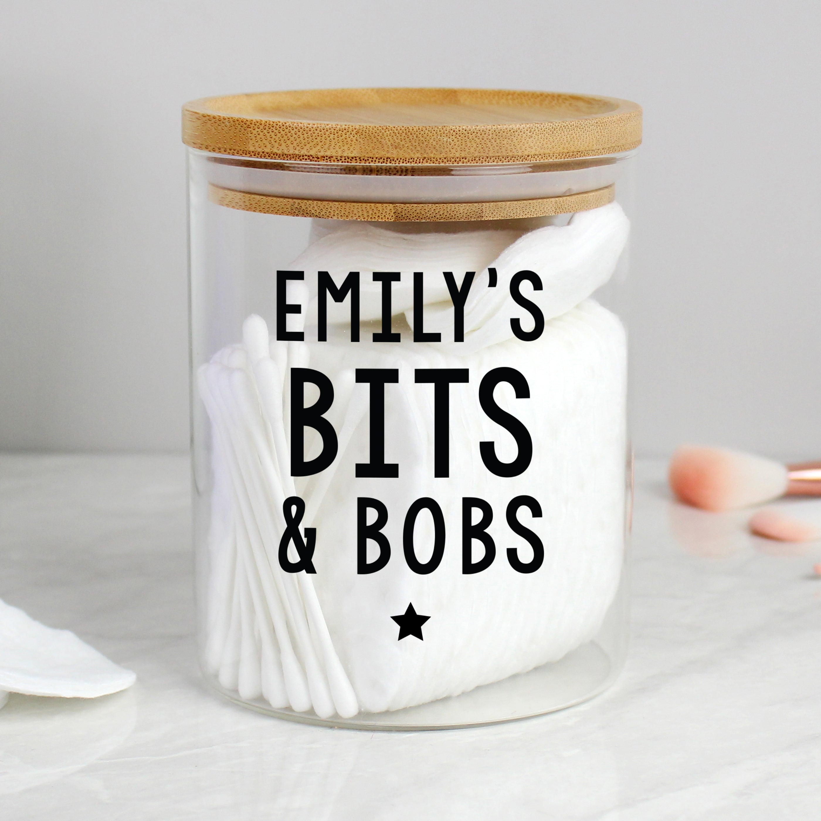 Personalised Free Text Glass Jar with Bamboo Lid - gift & personalise