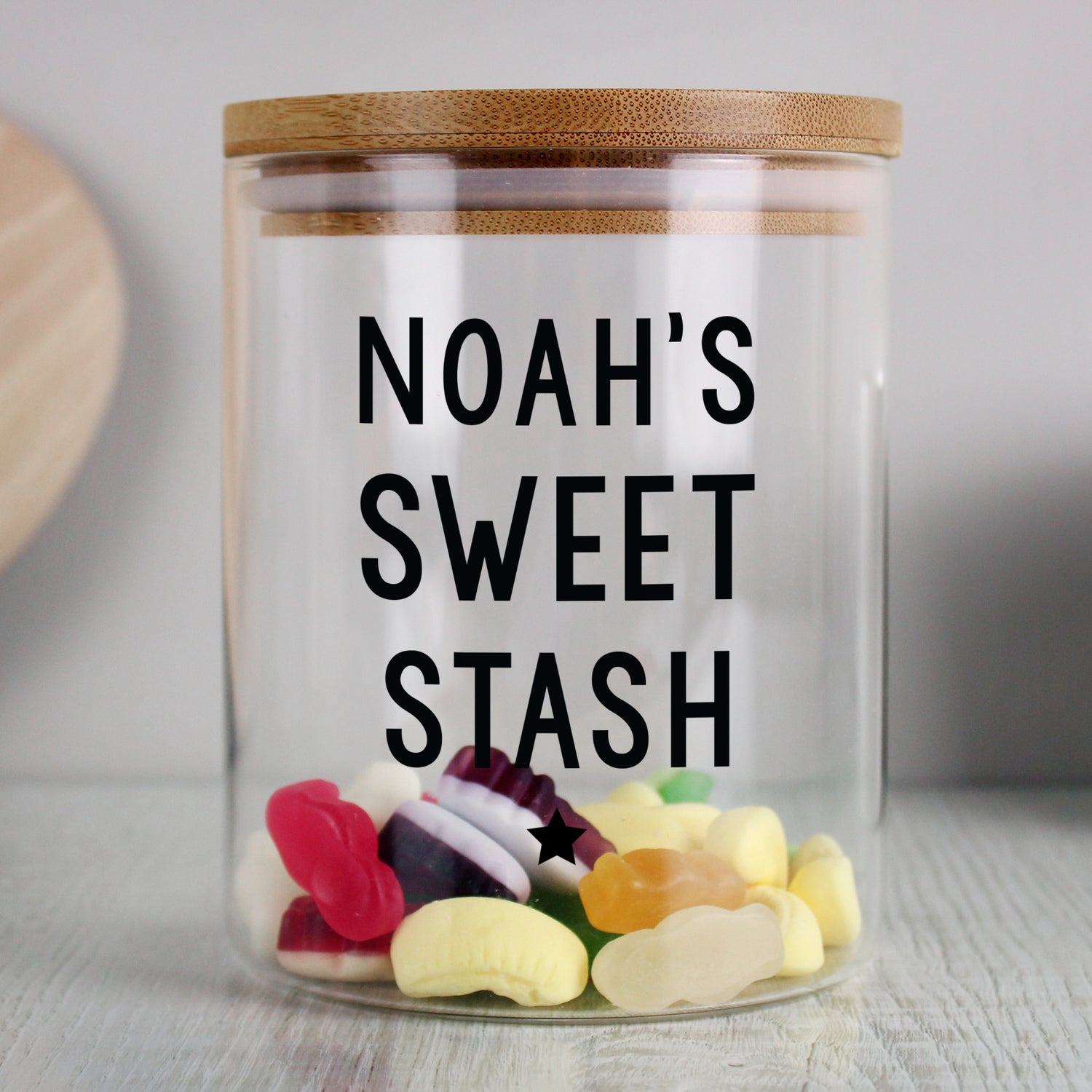 Personalised Free Text Glass Jar with Bamboo Lid - gift & personalise