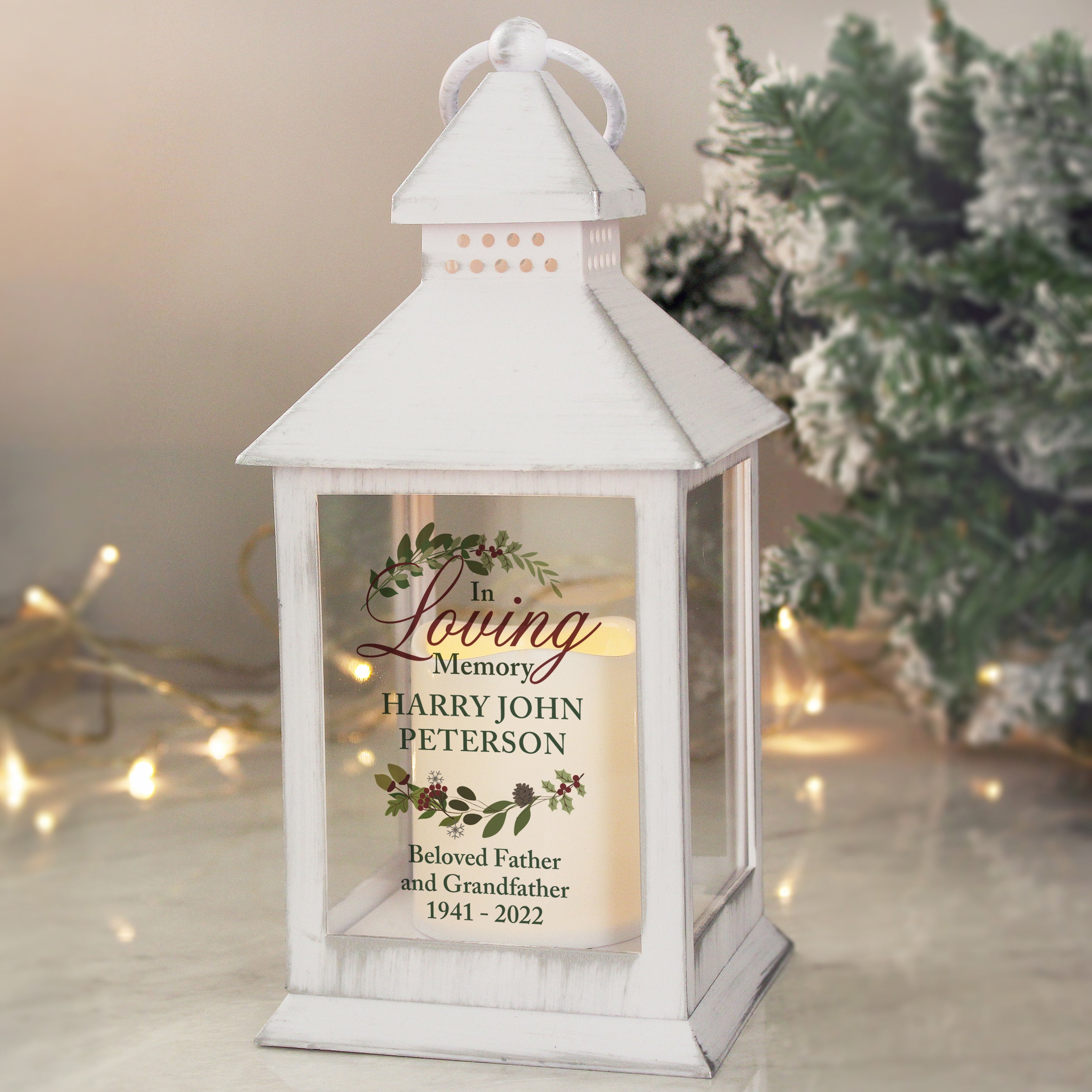 Personalised In Loving Memory White Lantern - gift & personalise