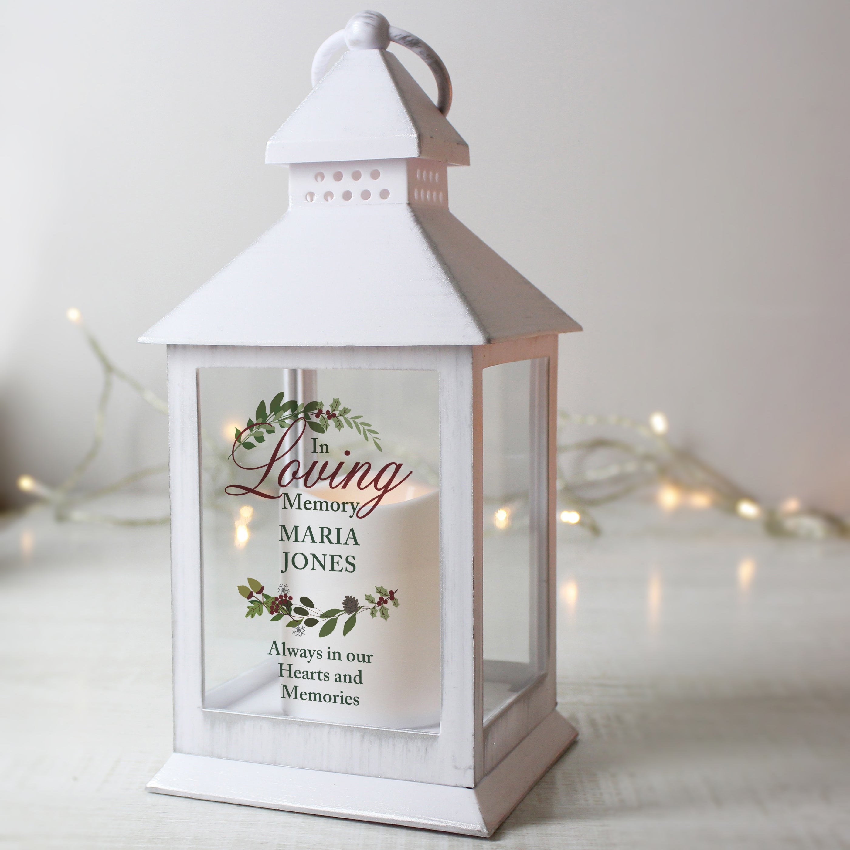 Personalised In Loving Memory White Lantern - gift & personalise