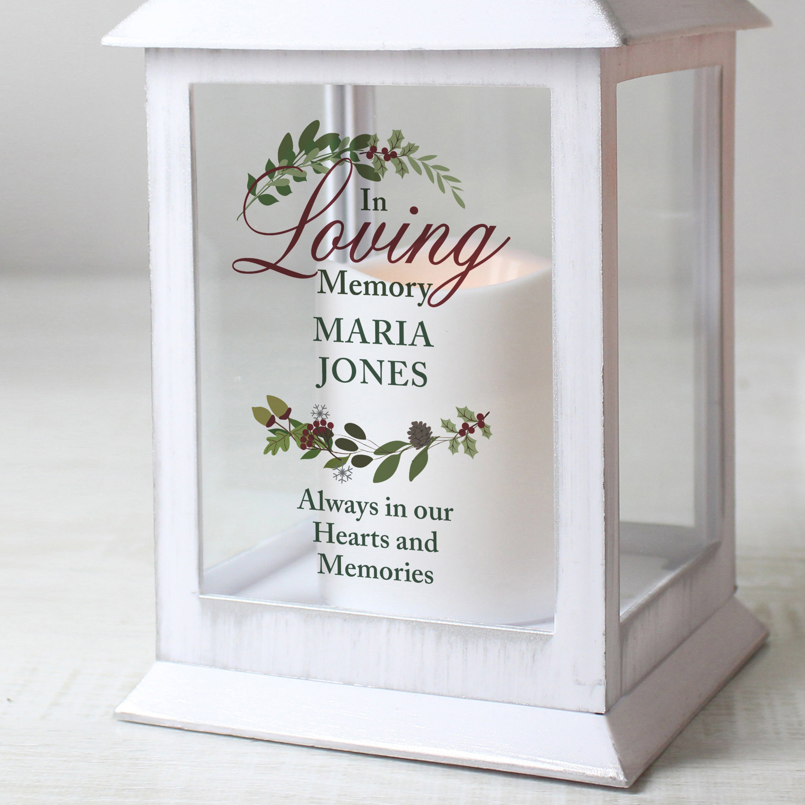 Personalised In Loving Memory White Lantern - gift & personalise