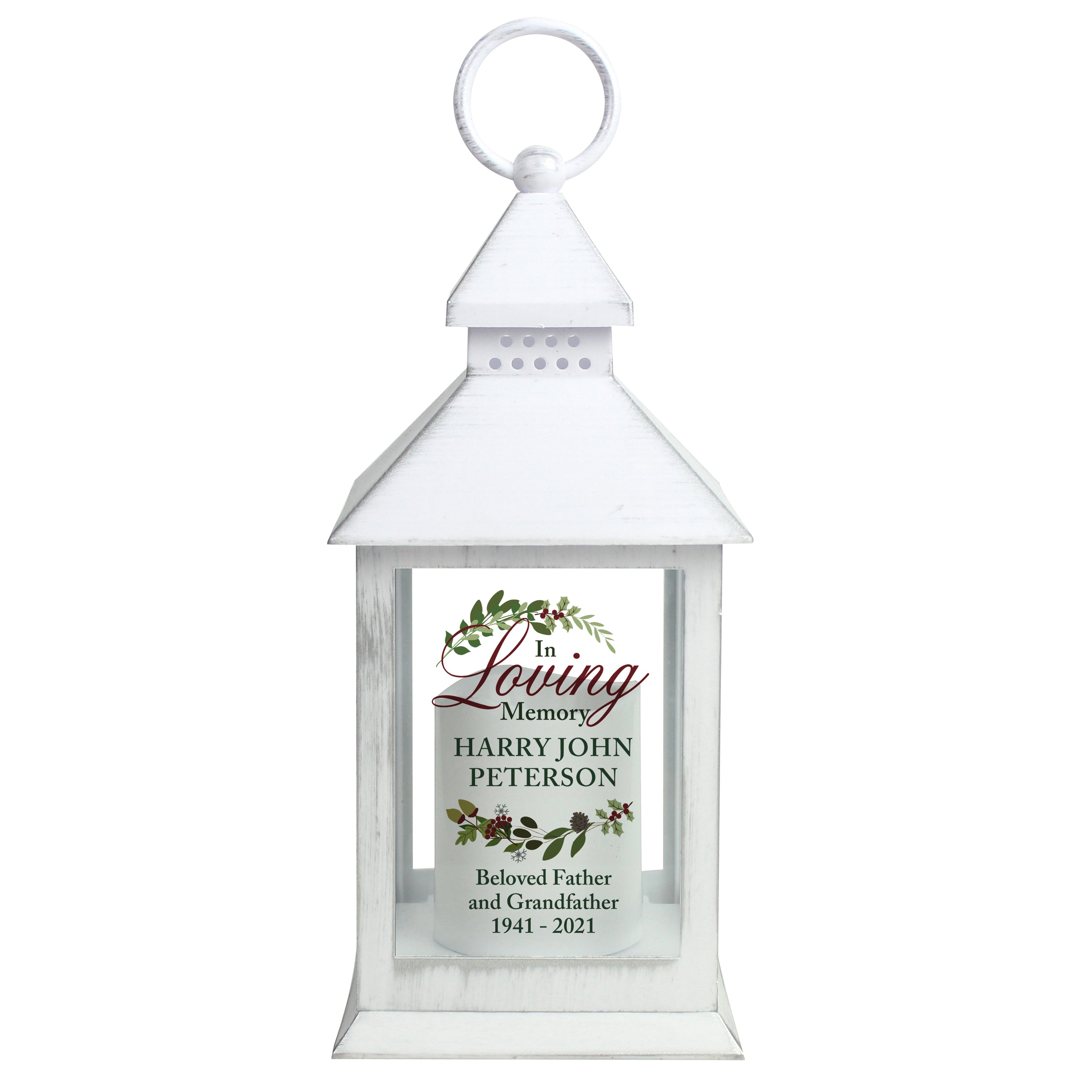 Personalised In Loving Memory White Lantern - gift & personalise