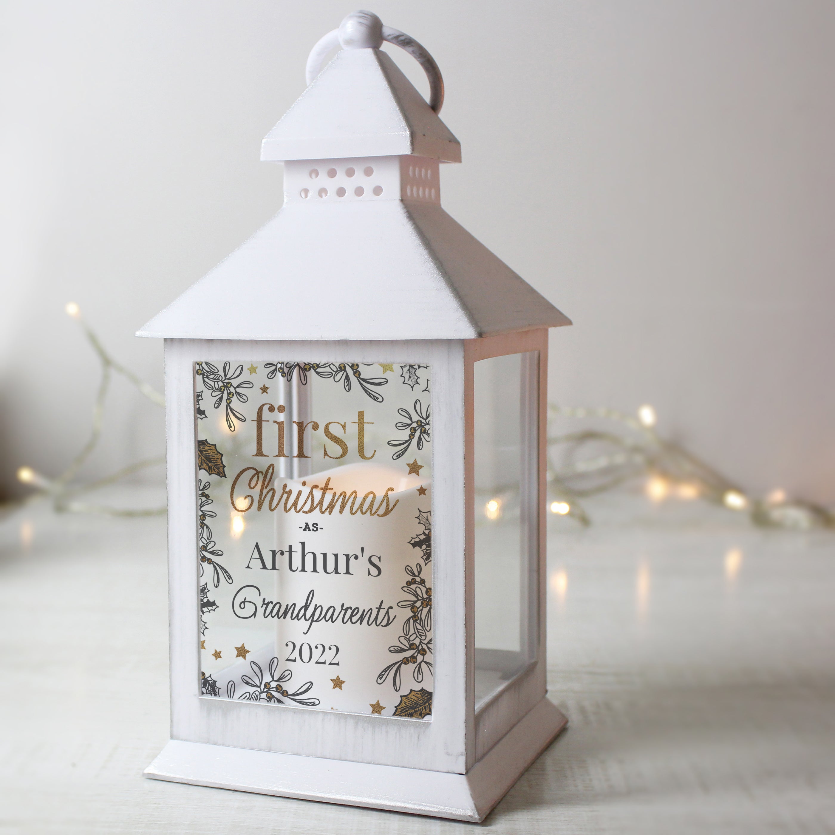 Personalised First Christmas White Lantern - gift & personalise