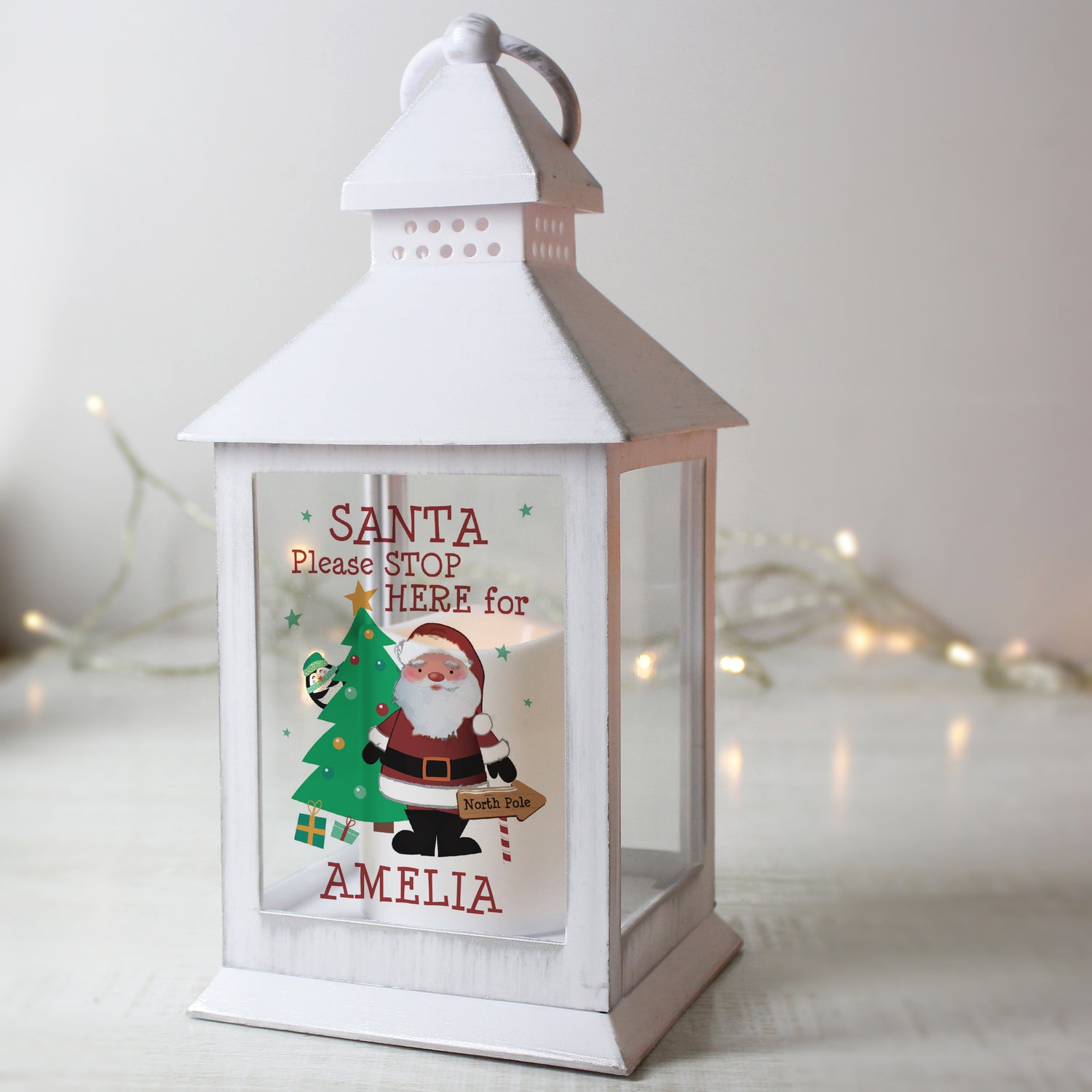 Personalised Santa White Lantern - gift & personalise