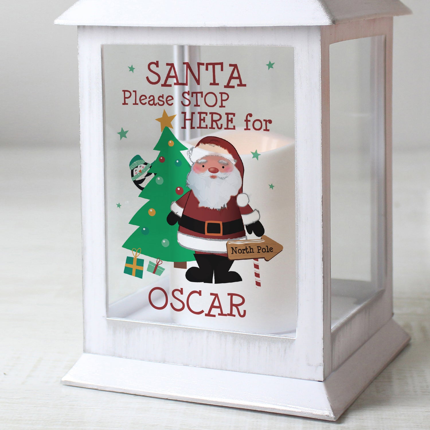 Personalised Santa White Lantern - gift & personalise