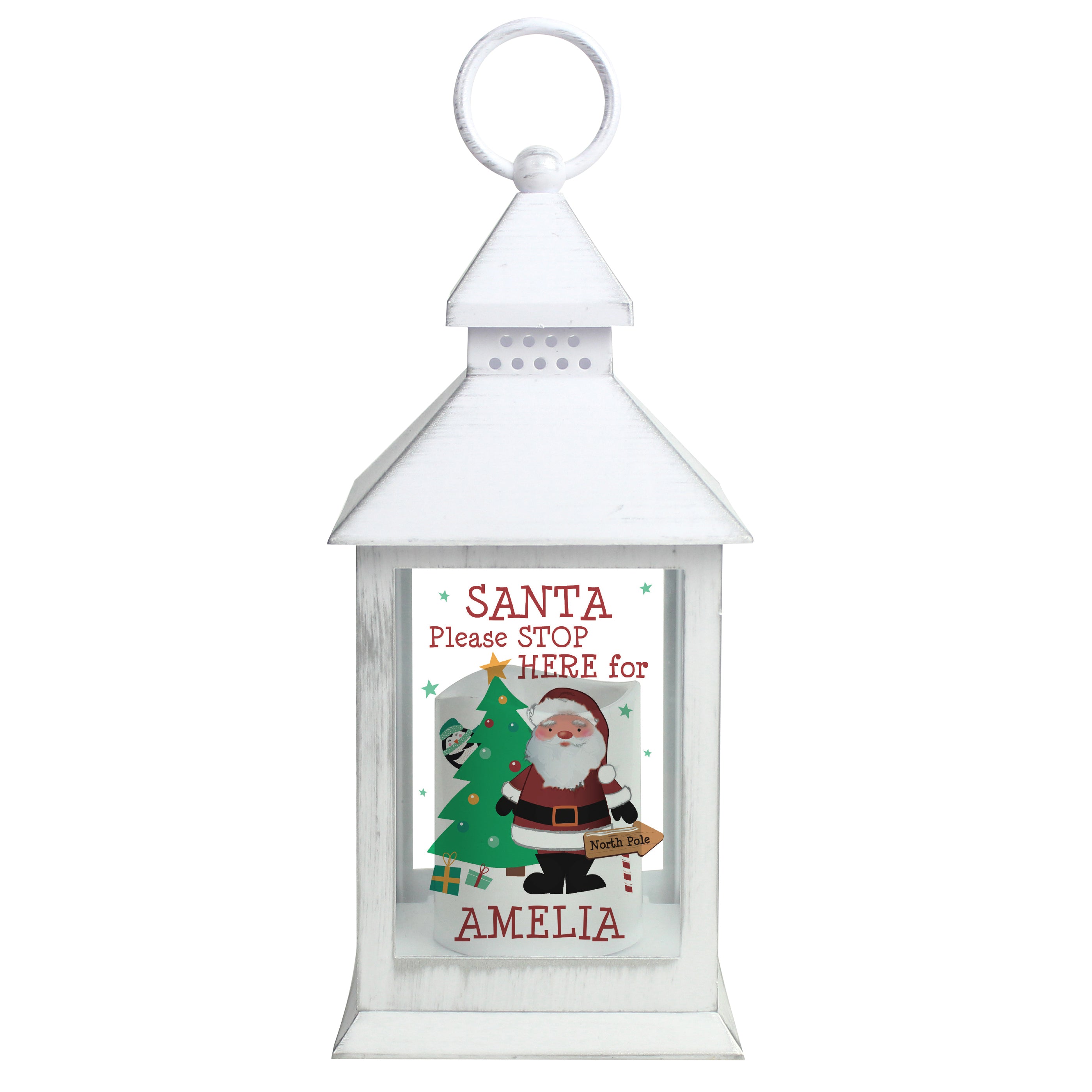 Personalised Santa White Lantern - gift & personalise