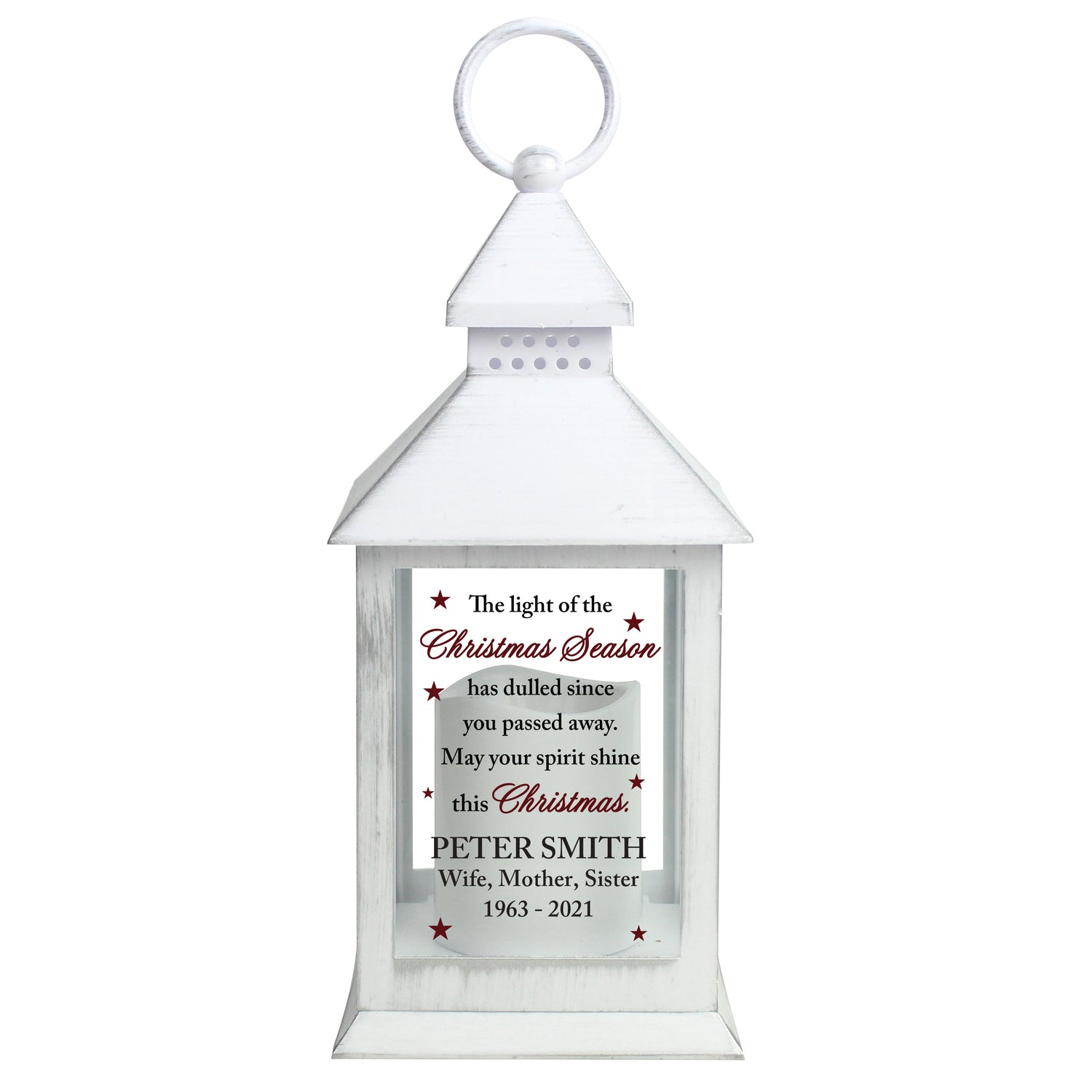 Personalised Christmas Season Memorial White Lantern - gift & personalise