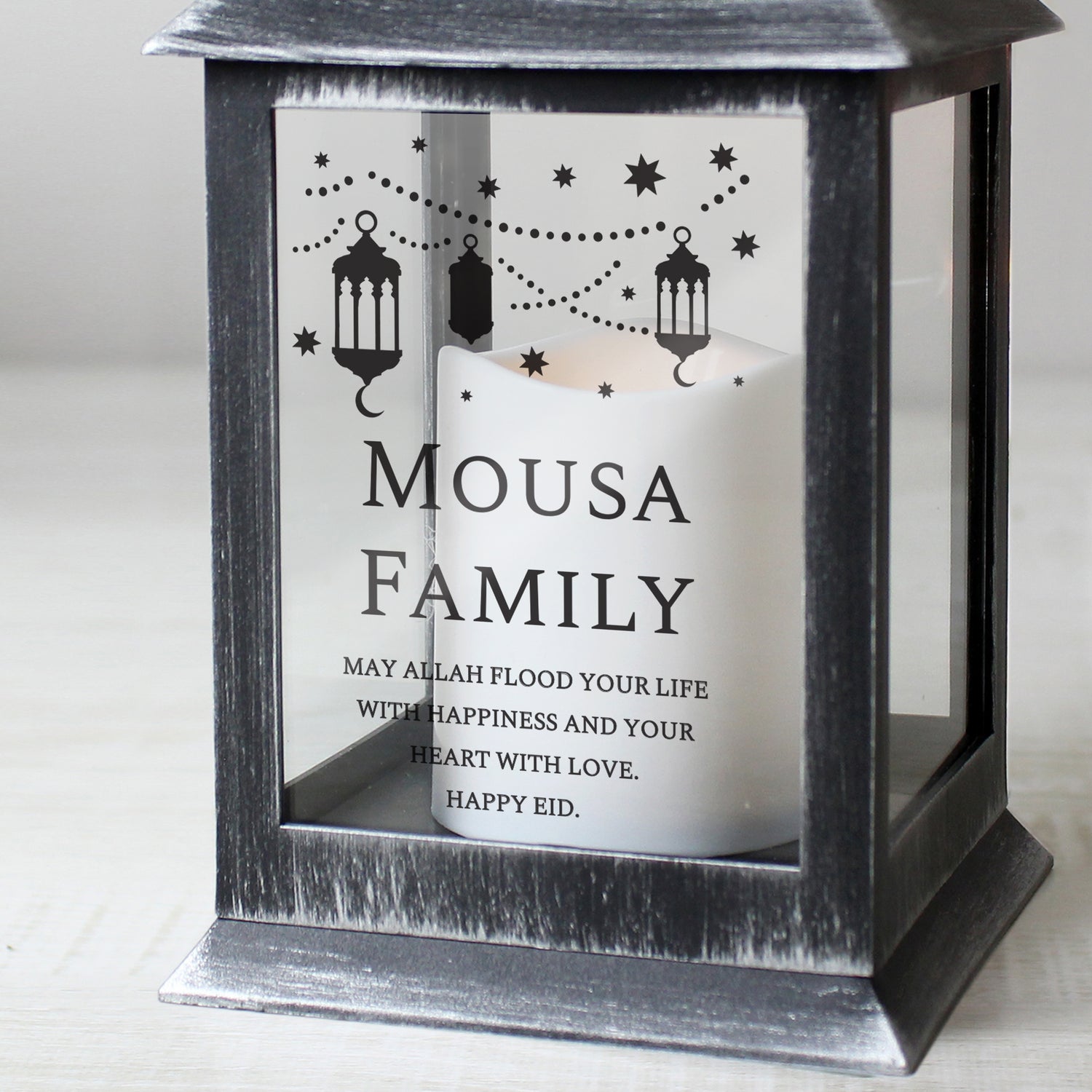 Personalised Eid and Ramadan Black Lantern - gift & personalise