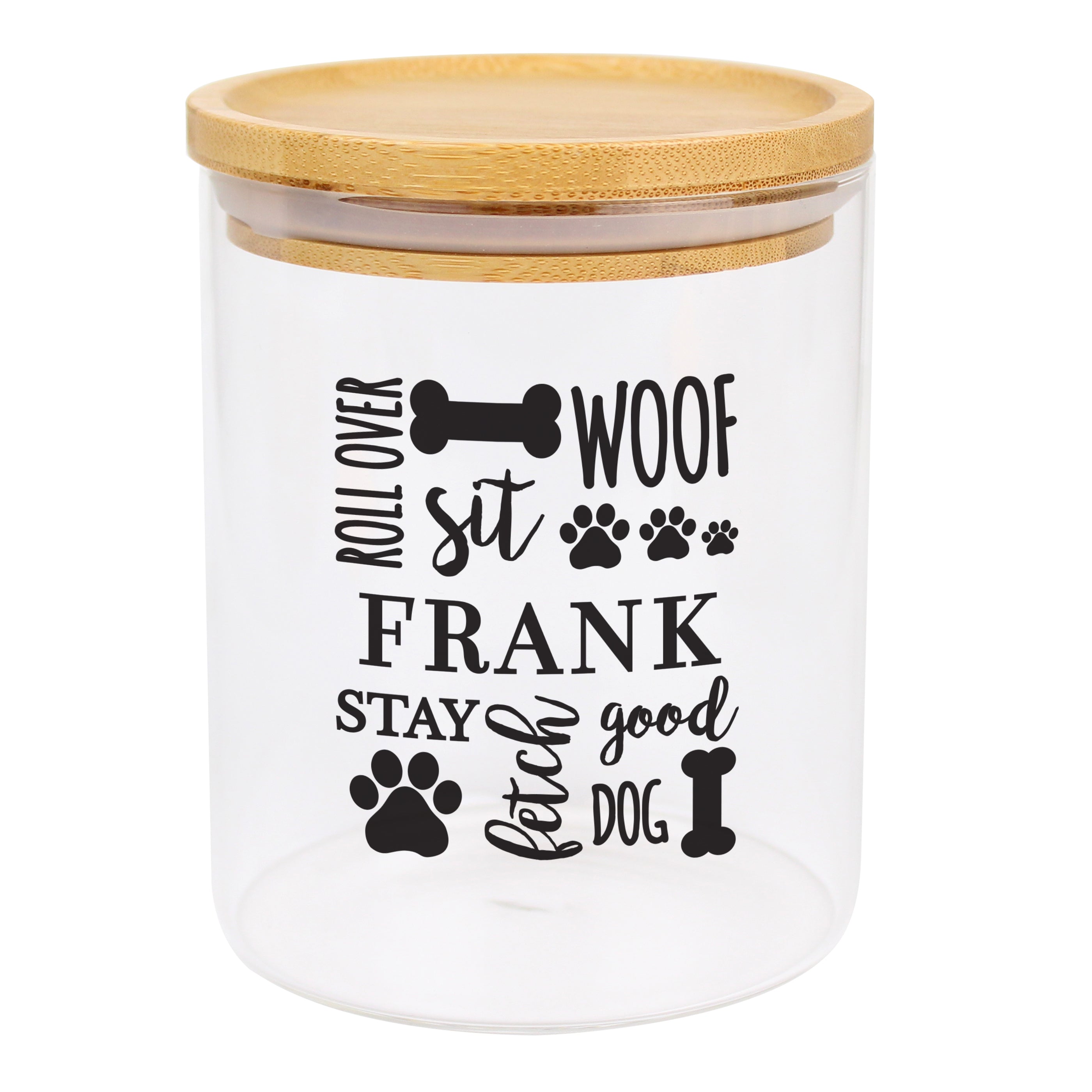 Personalised Glass Dog Treat Jar with Bamboo Lid - gift & personalise