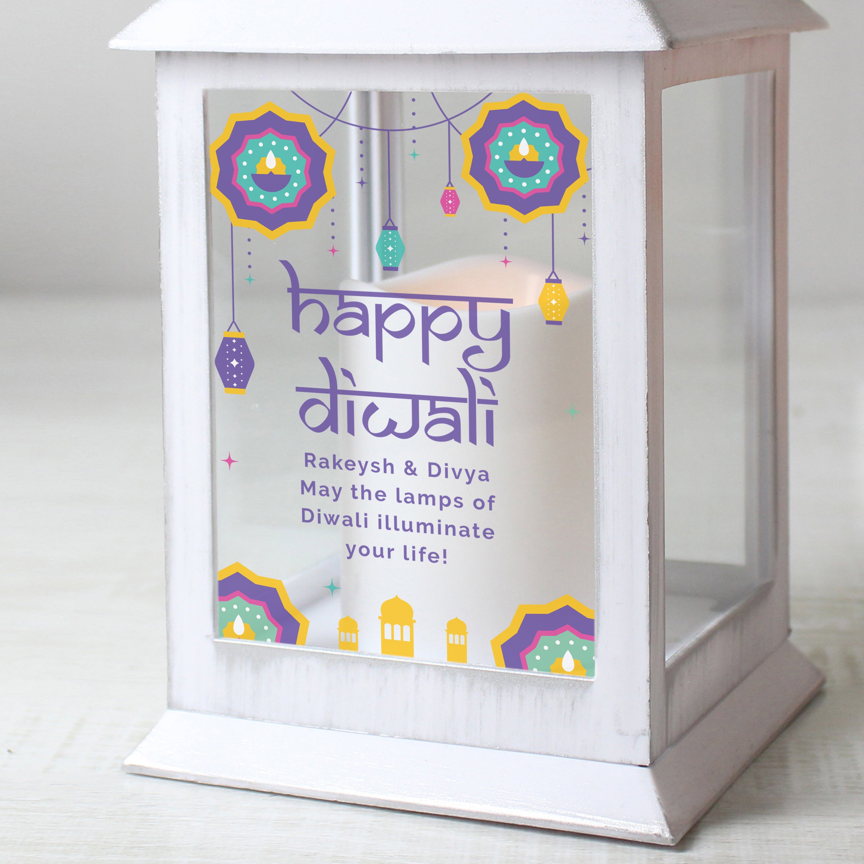 Personalised Diwali White Lantern - gift & personalise