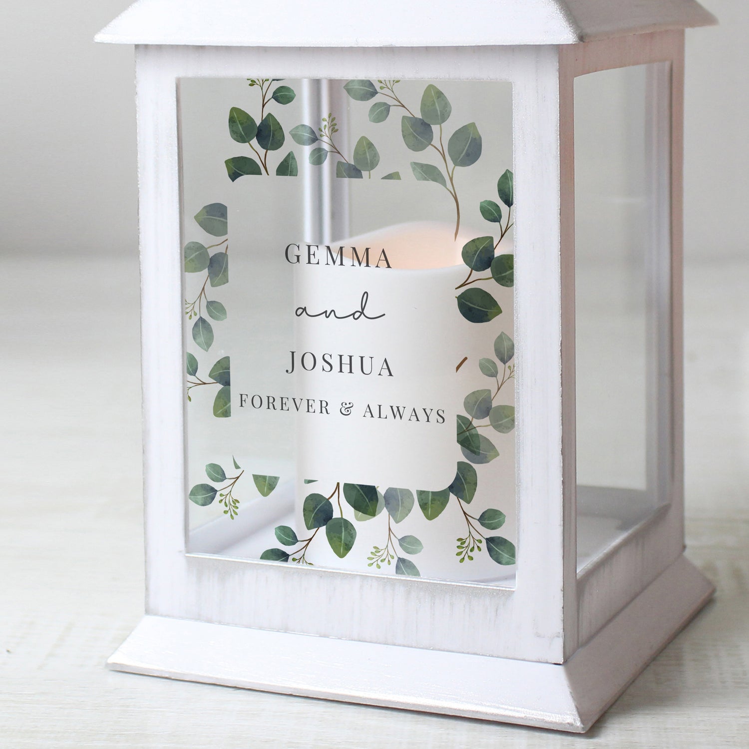 Personalised Botanical White Lantern - gift & personalise