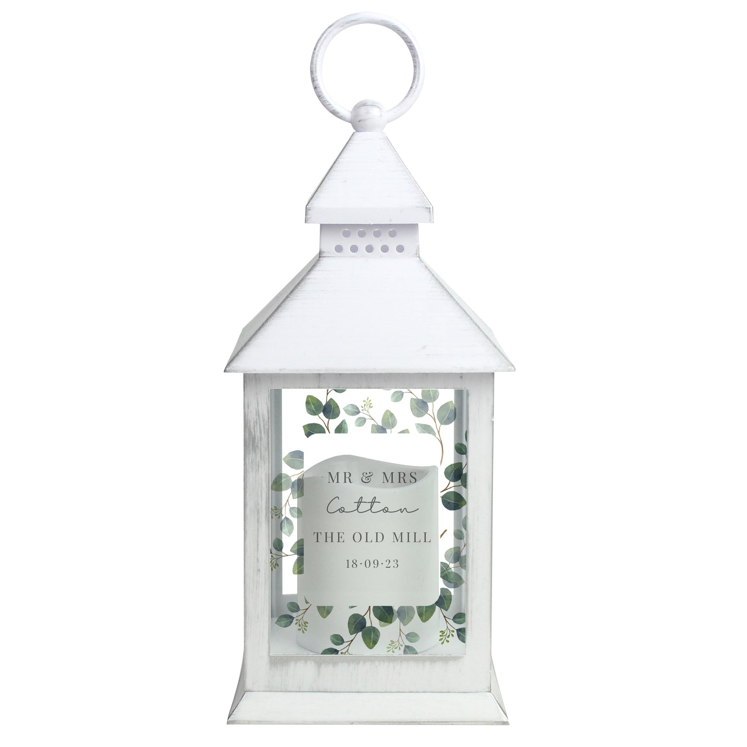 Personalised Botanical White Lantern - gift & personalise