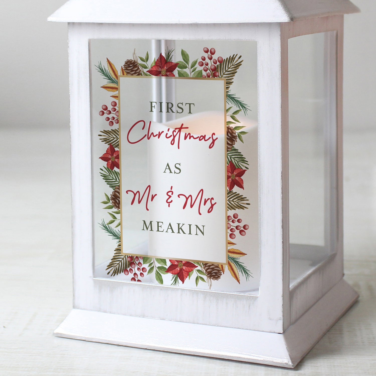 Personalised Christmas White LED Lantern - gift & personalise