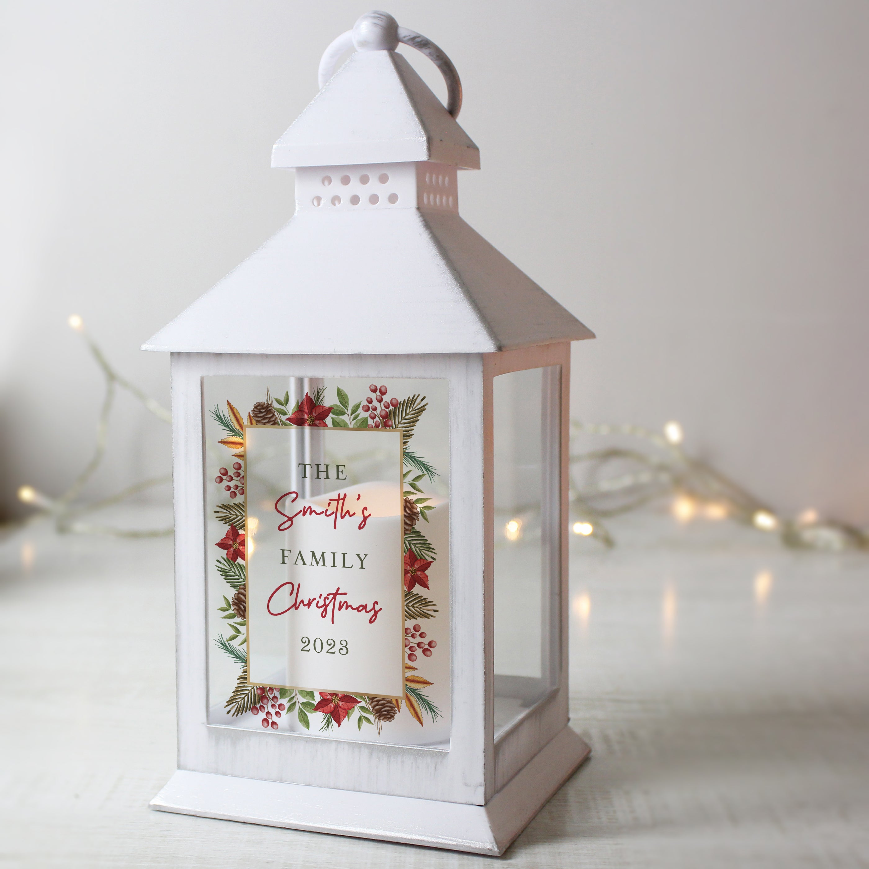 Personalised Christmas White LED Lantern - gift & personalise