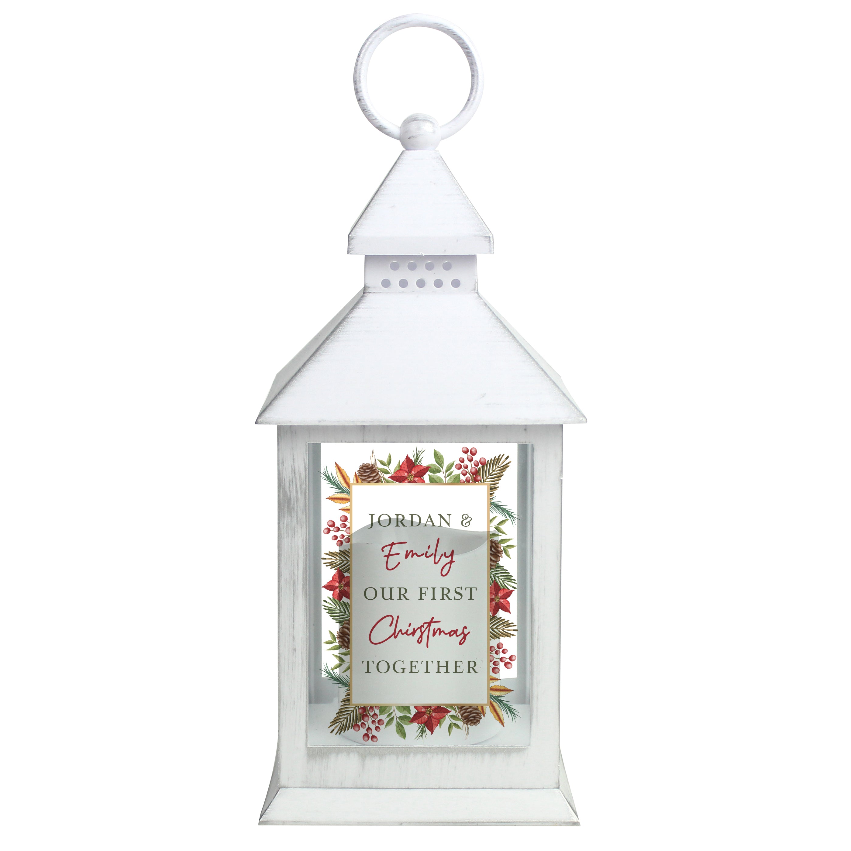 Personalised Christmas White LED Lantern - gift & personalise