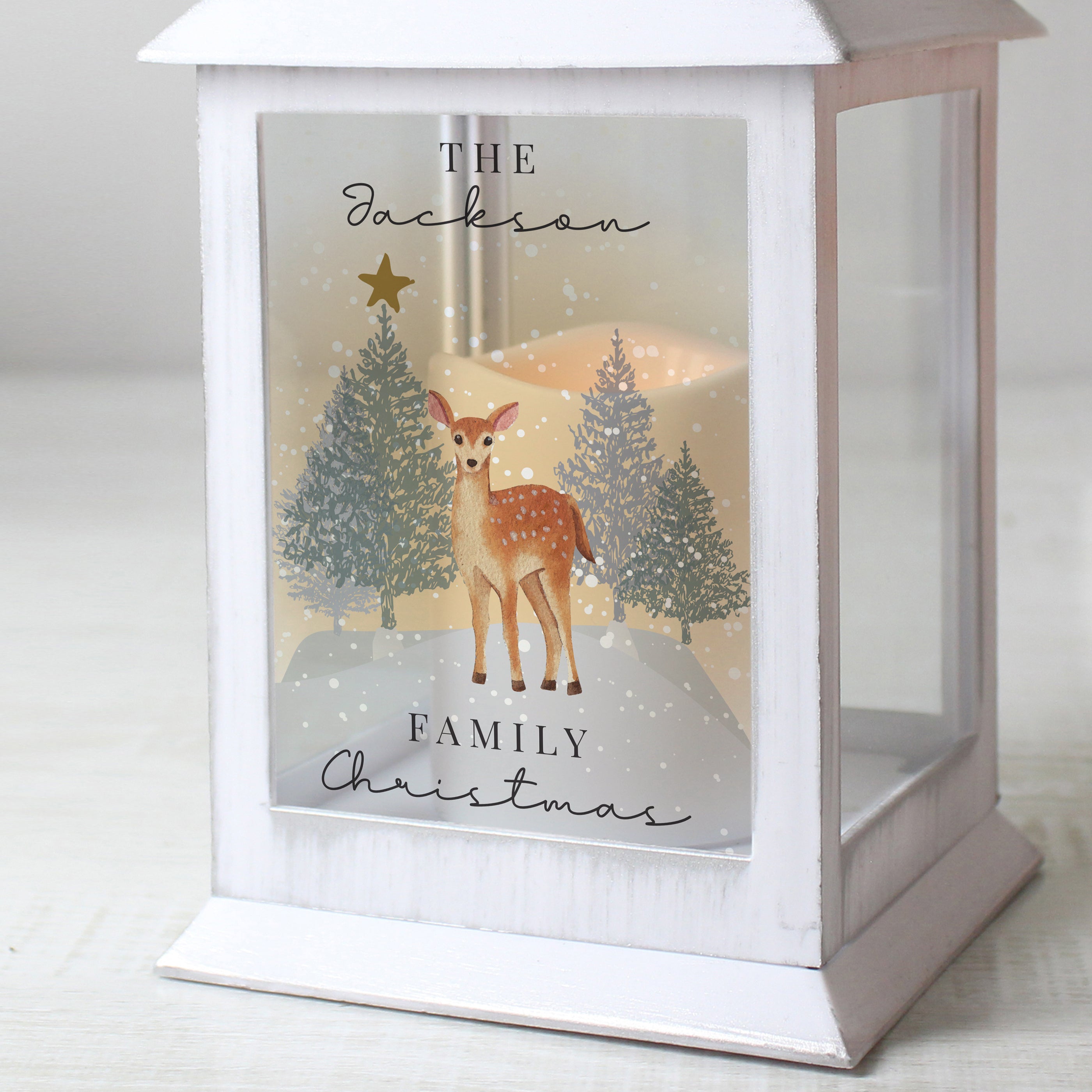 Personalised Christmas Deer White LED Lantern - gift & personalise