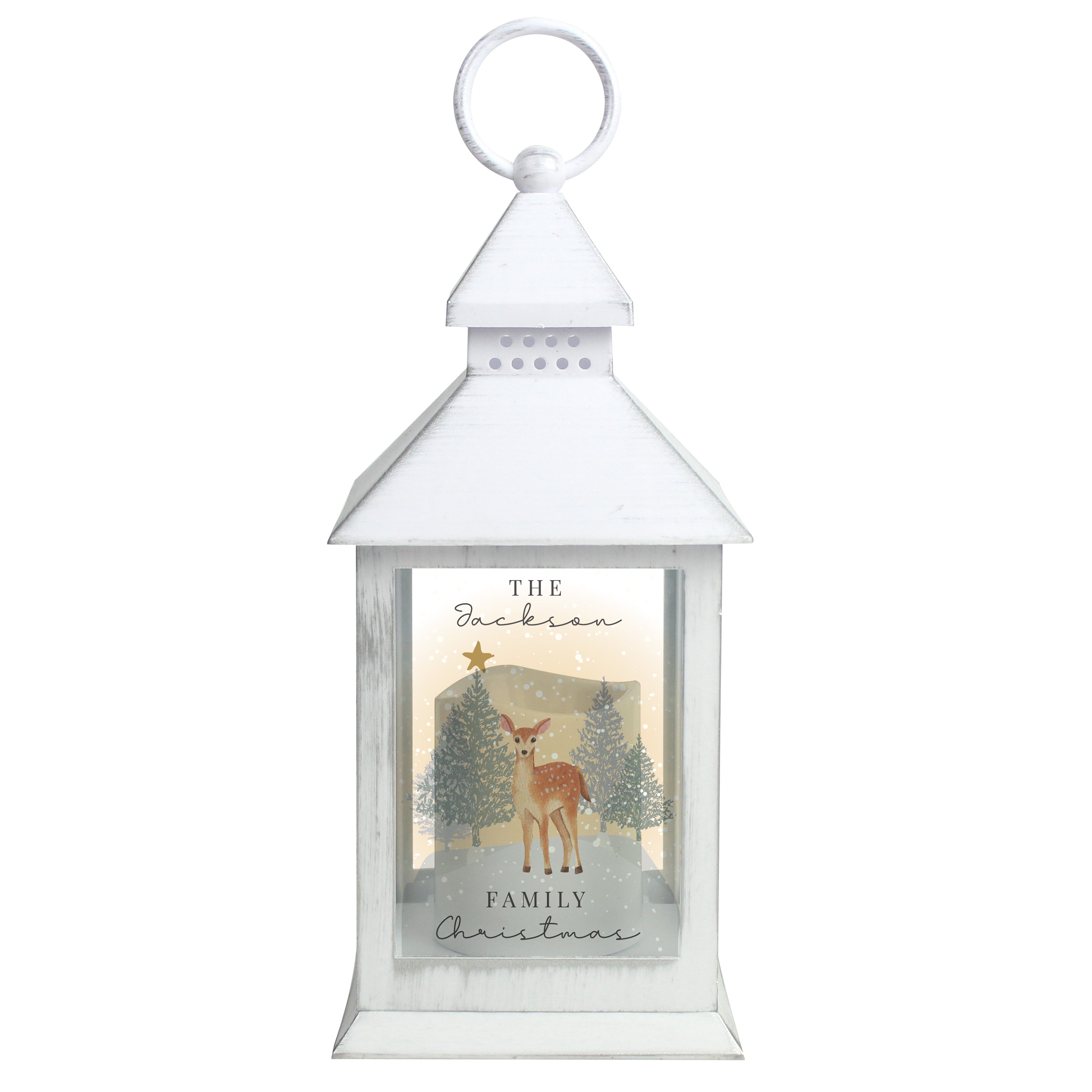 Personalised Christmas Deer White LED Lantern - gift & personalise