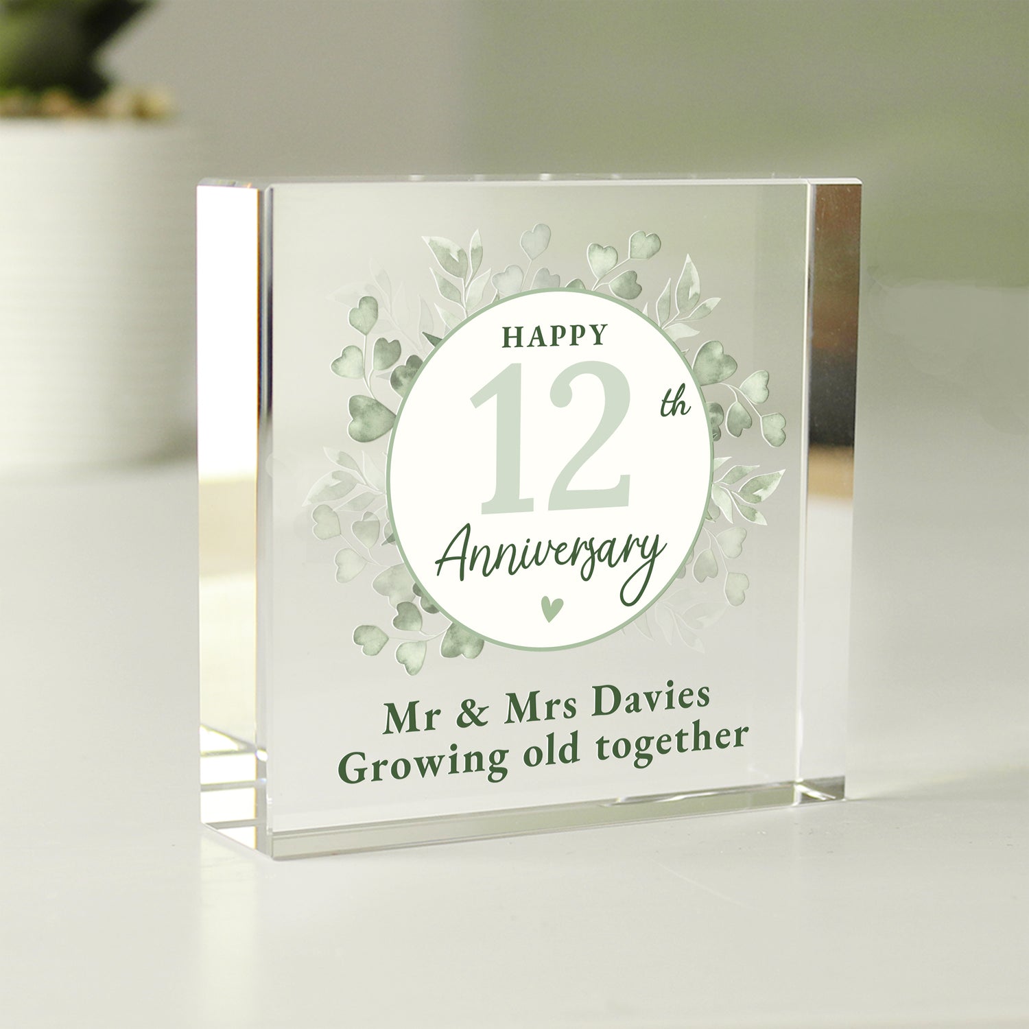 Personalised Botanical Anniversary Crystal Token - gift & personalise