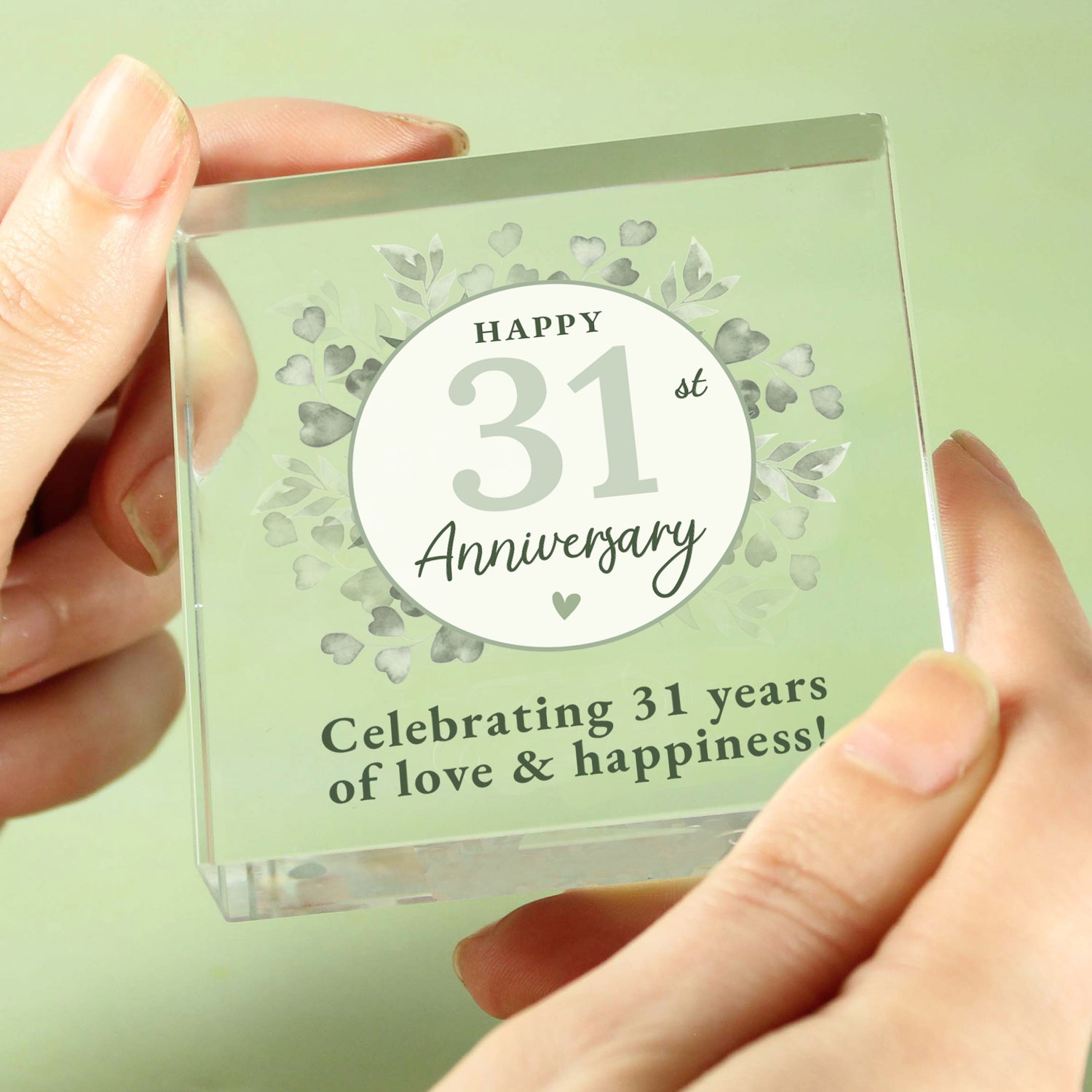 Personalised Botanical Anniversary Crystal Token - gift & personalise