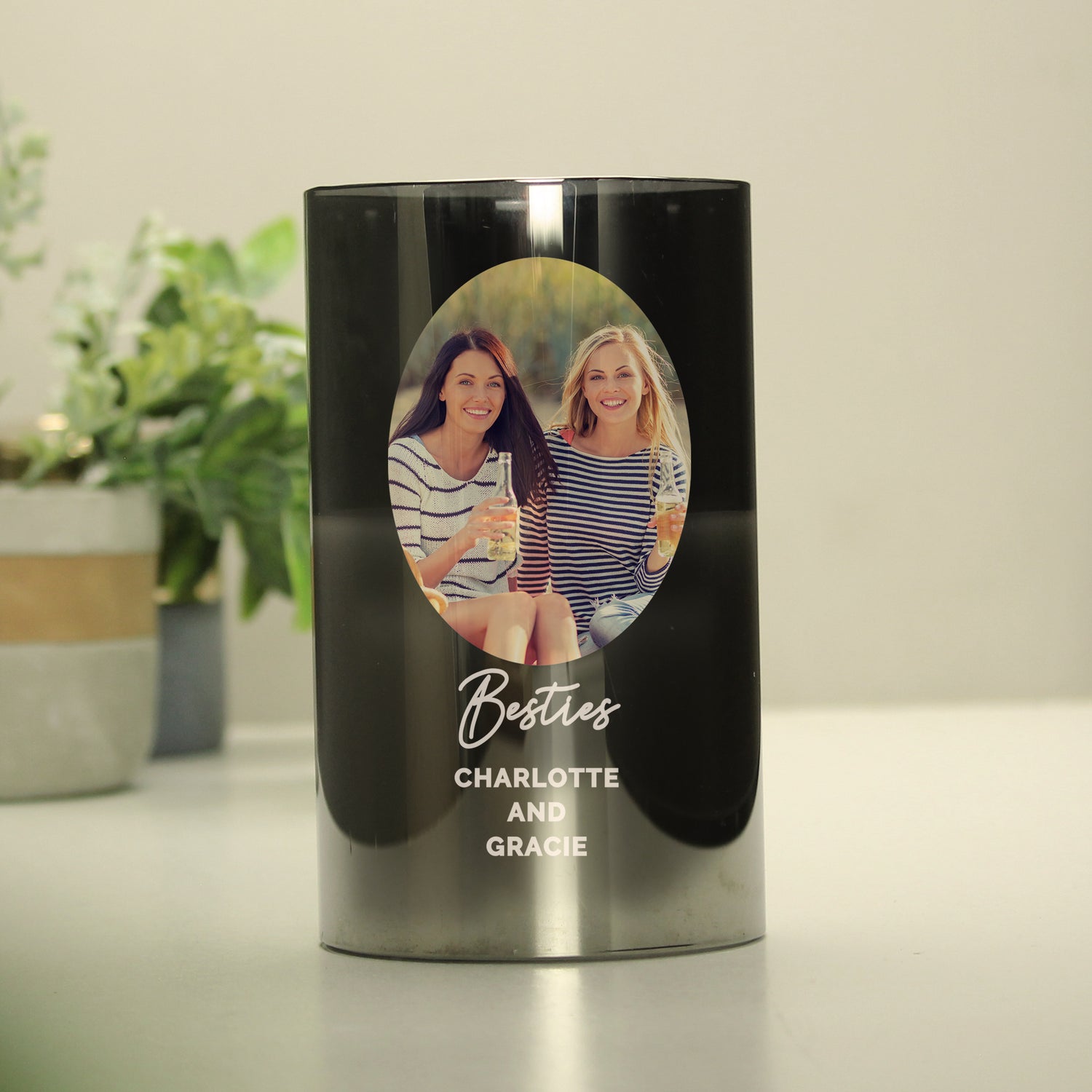 Personalised Photo Upload Smoked Glass LED Candle - gift & personalise