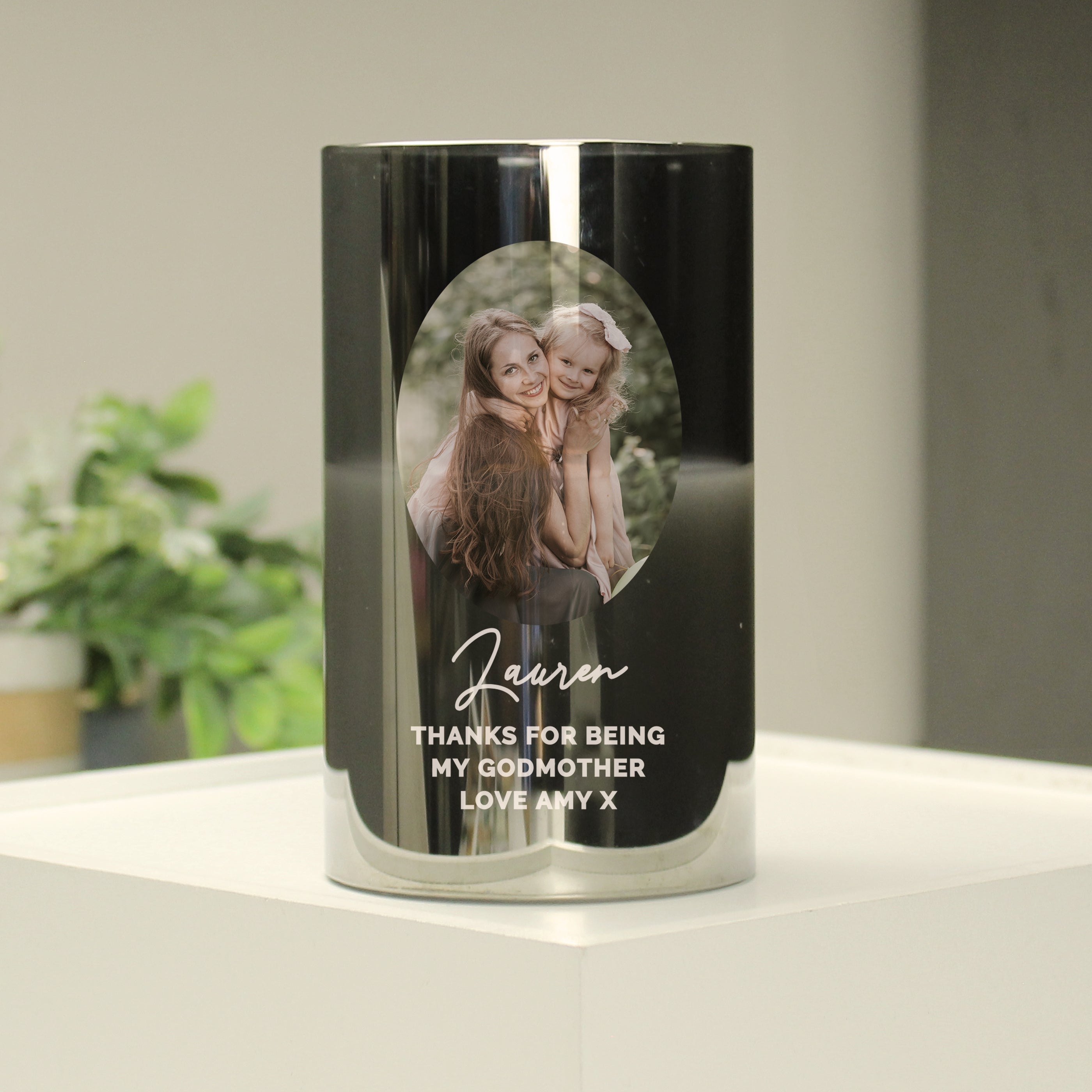 Personalised Photo Upload Smoked Glass LED Candle - gift & personalise