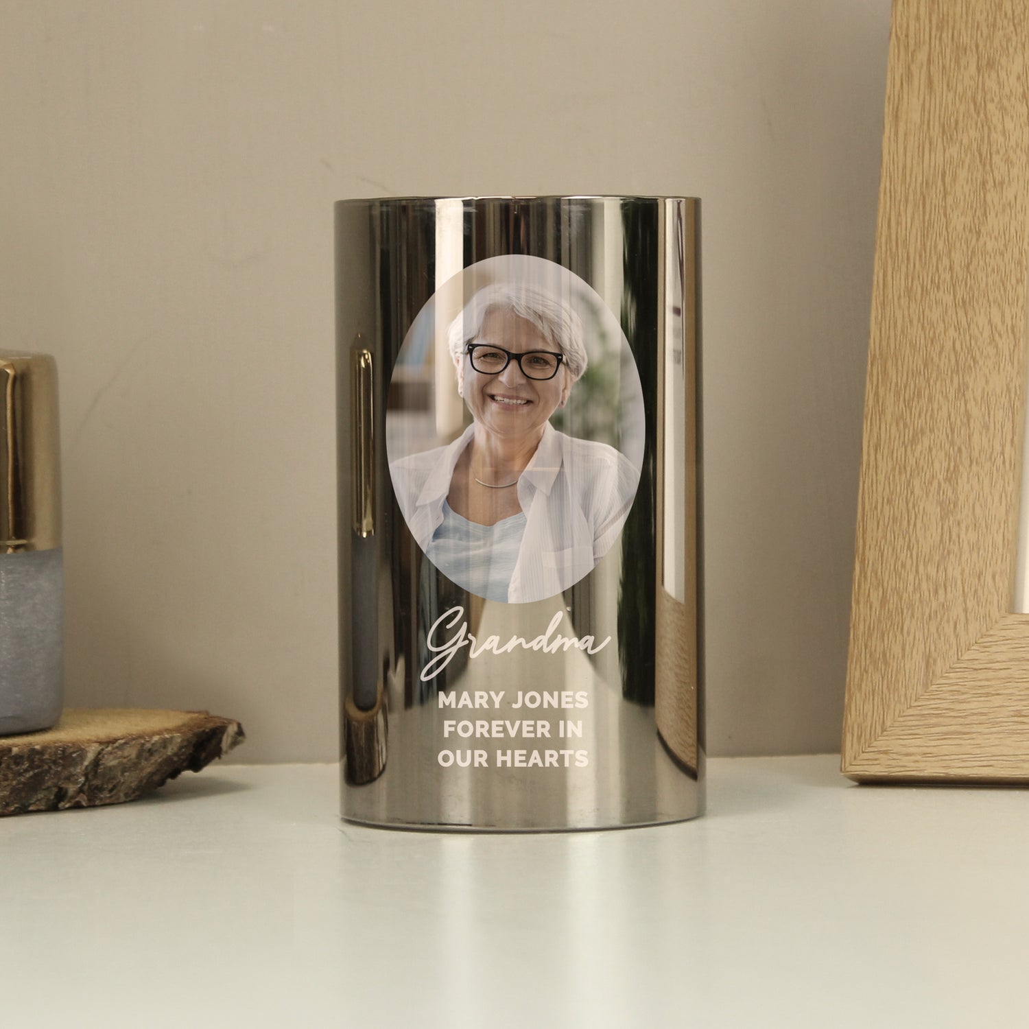 Personalised Photo Upload Smoked Glass LED Candle - gift & personalise