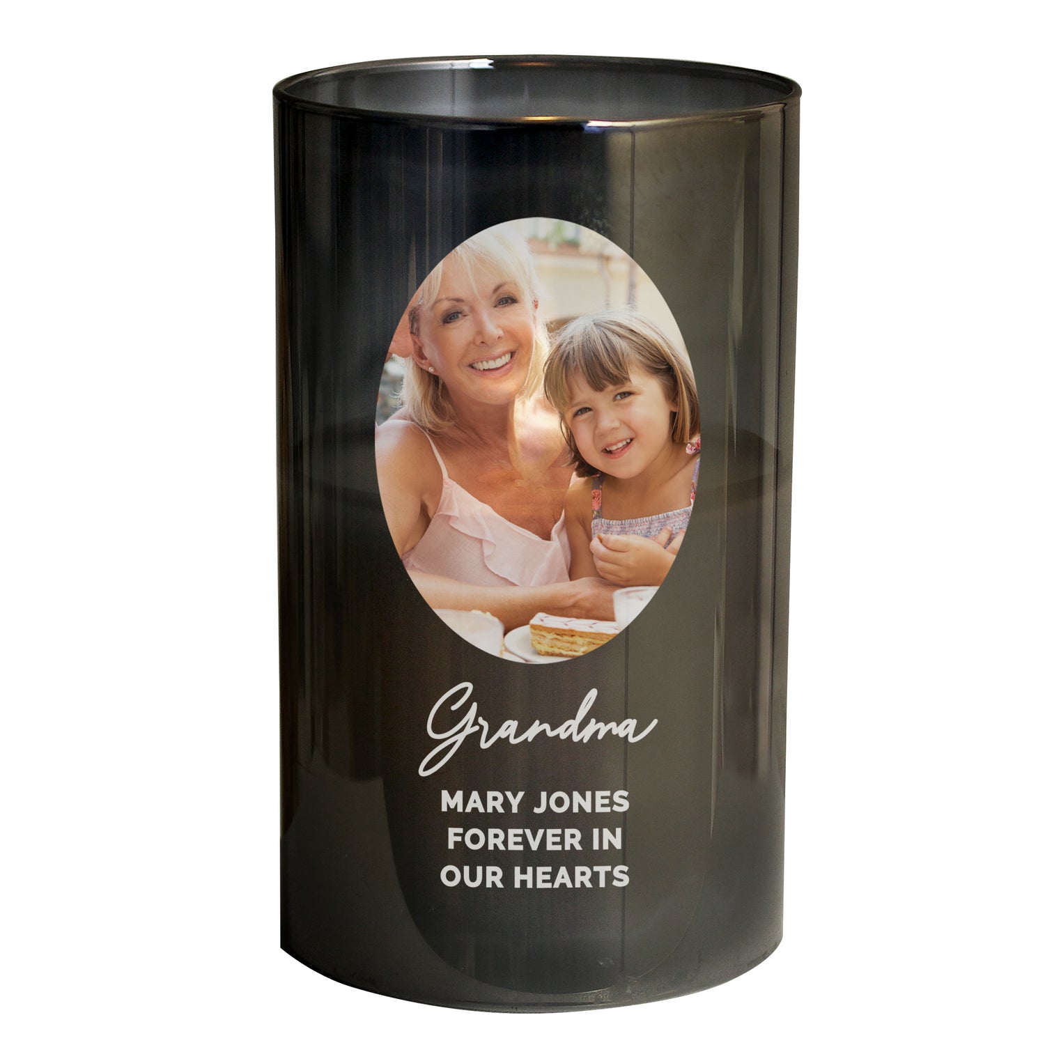 Personalised Photo Upload Smoked Glass LED Candle - gift & personalise