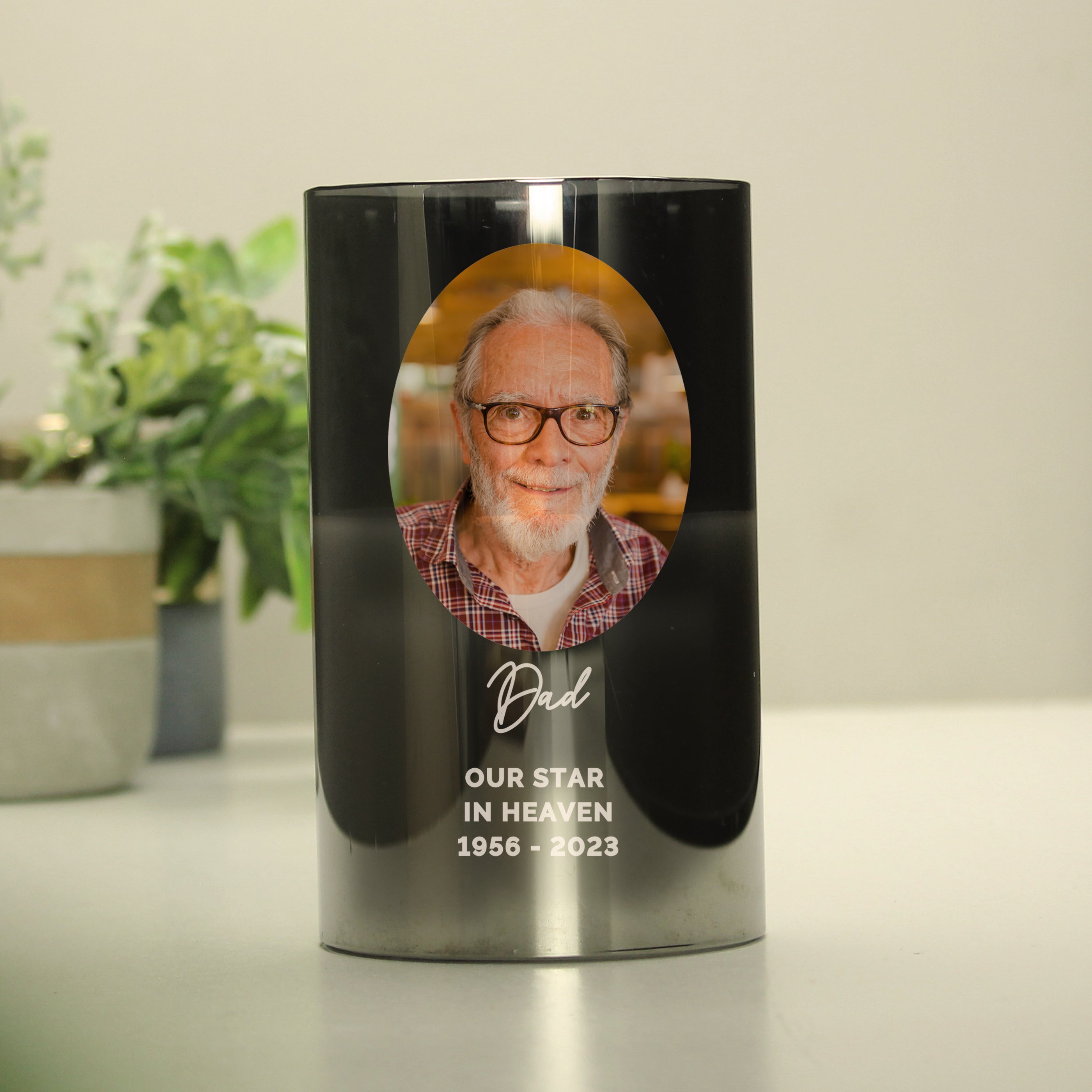 Personalised Photo Upload Smoked Glass LED Candle - gift & personalise