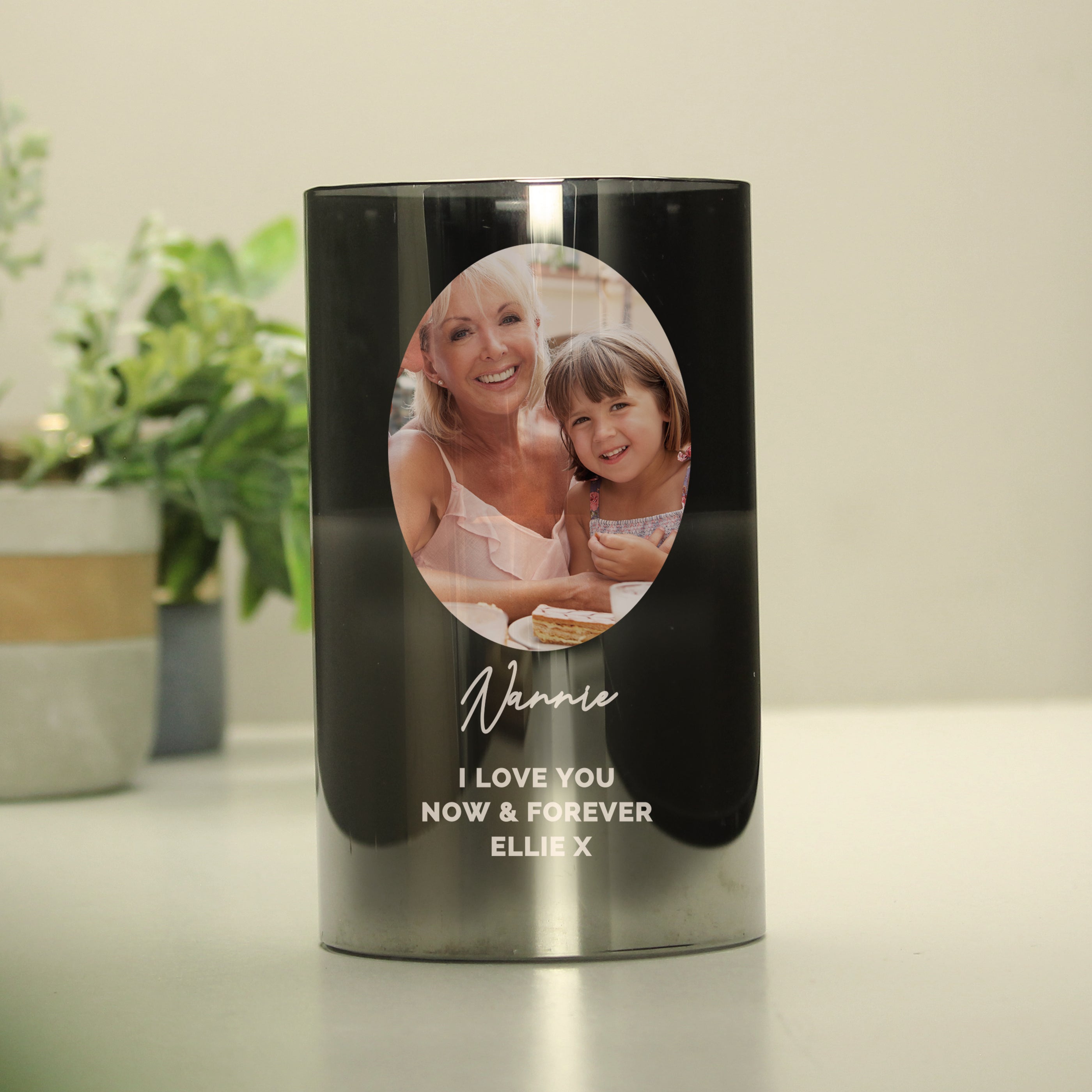 Personalised Photo Upload Smoked Glass LED Candle - gift & personalise