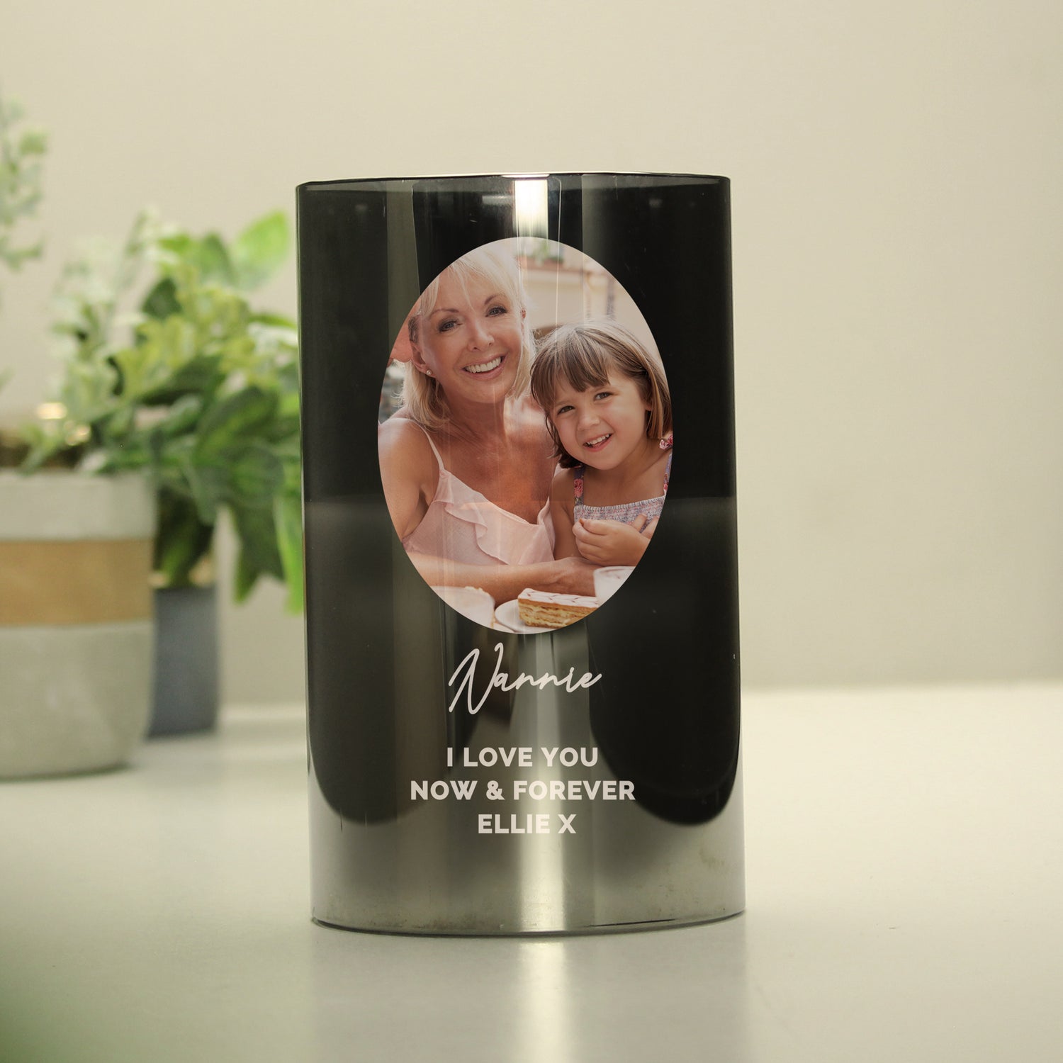 Personalised Photo Upload Smoked Glass LED Candle - gift & personalise