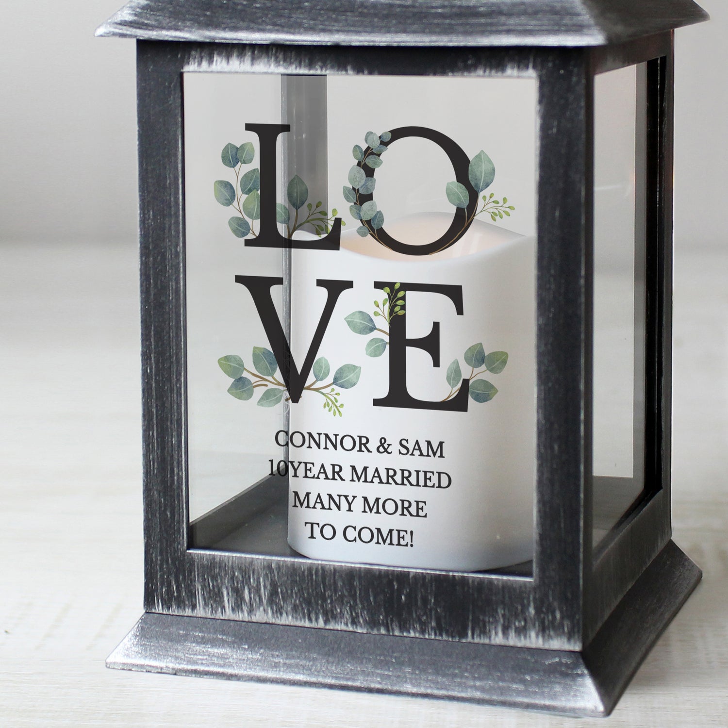 Personalised LOVE LED Black Lantern - gift & personalise