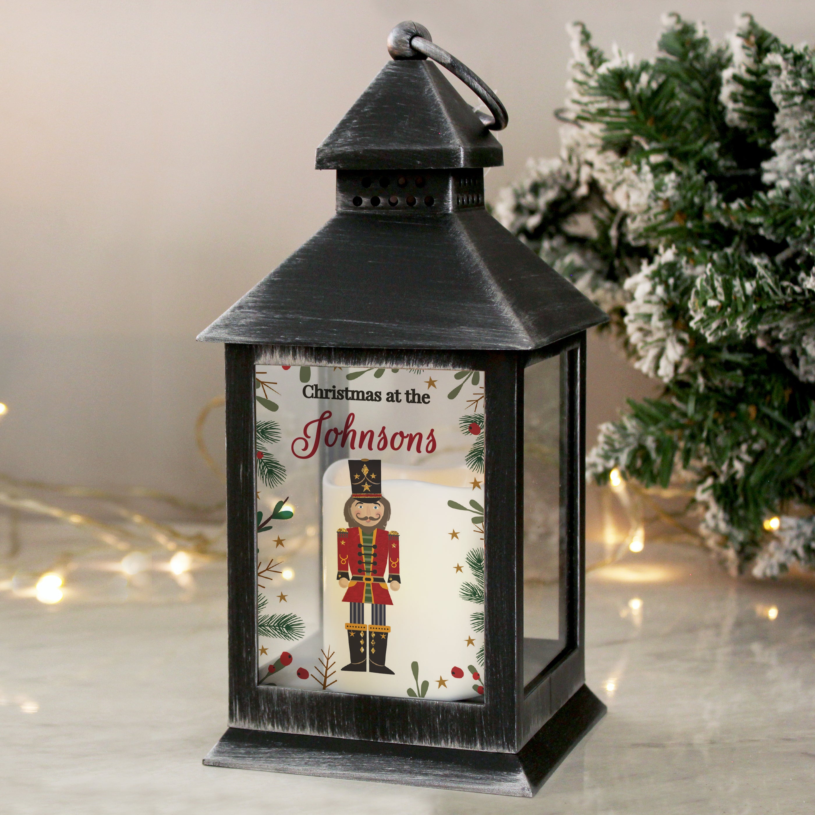 Personalised Christmas Nutcracker Black Lantern - gift & personalise