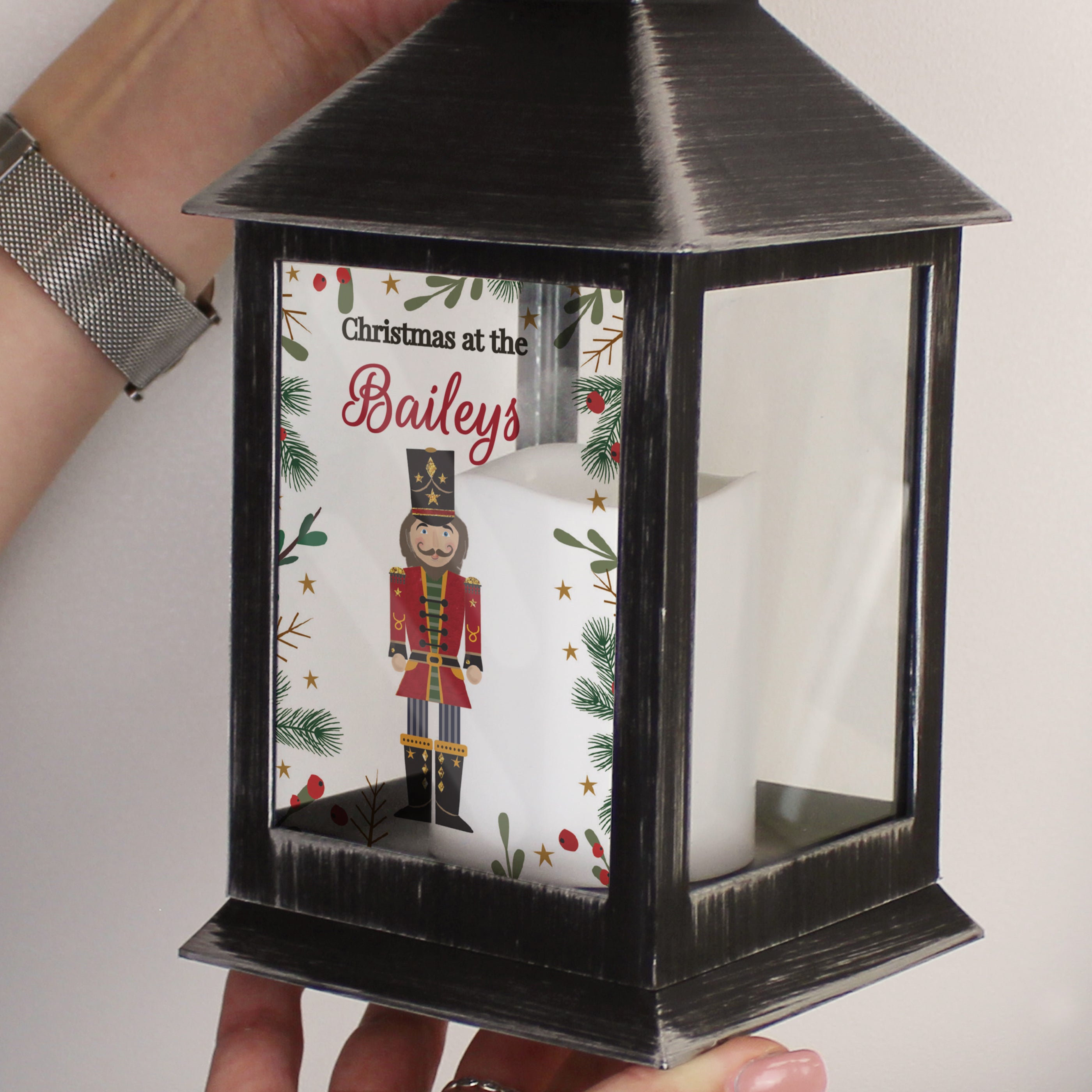 Personalised Christmas Nutcracker Black Lantern - gift & personalise