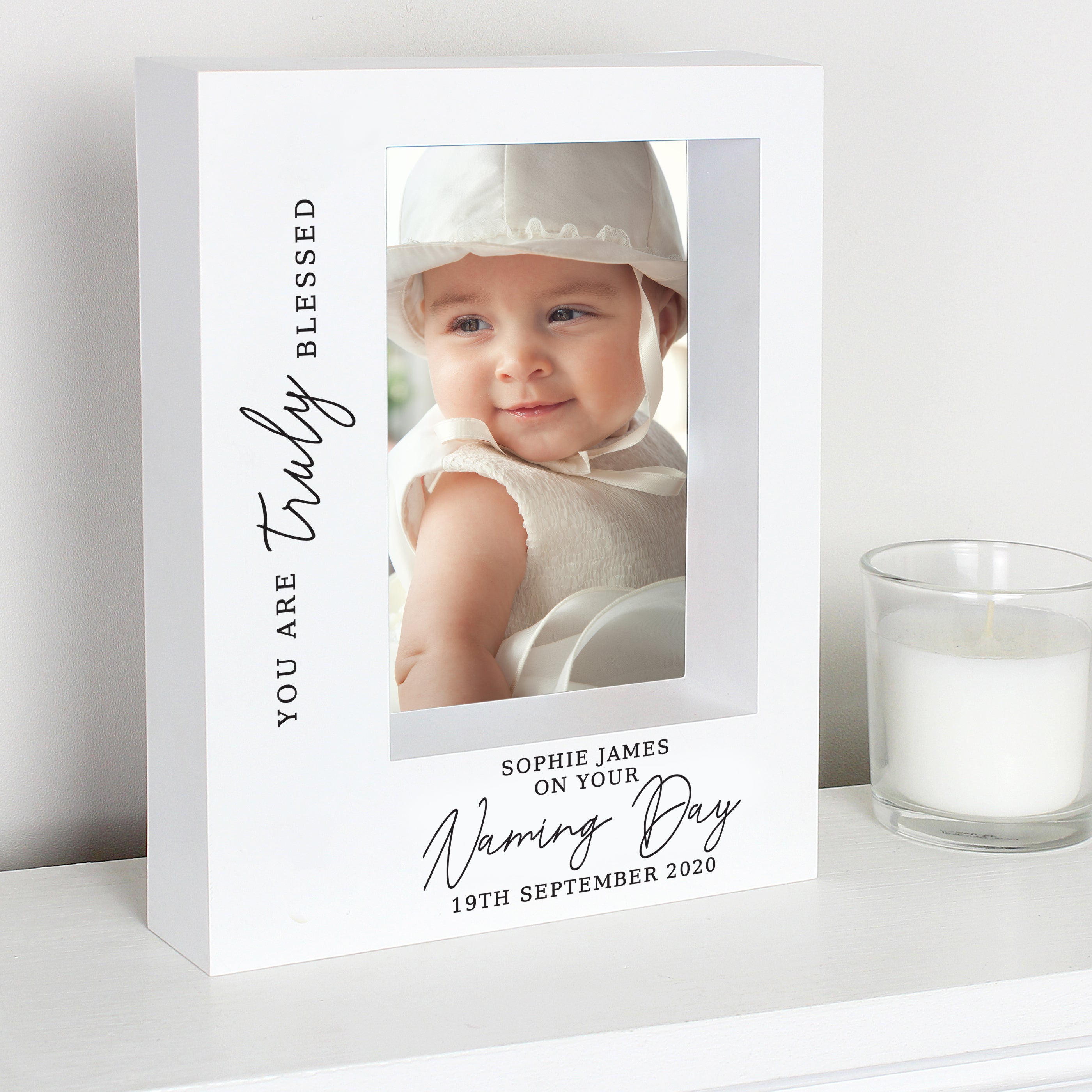Personalised 'Truly Blessed' Naming Day 5x7 Box Photo Frame - gift & personalise