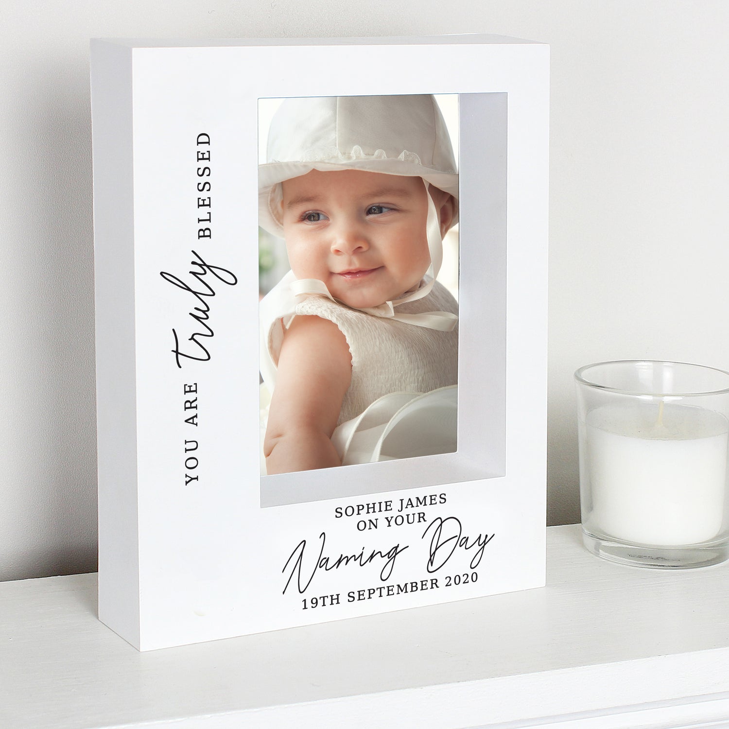 Personalised 'Truly Blessed' Naming Day 5x7 Box Photo Frame - gift & personalise