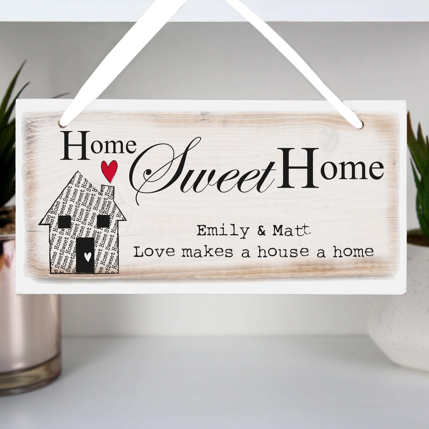 Personalised Home Sweet Home Wooden Sign - gift & personalise