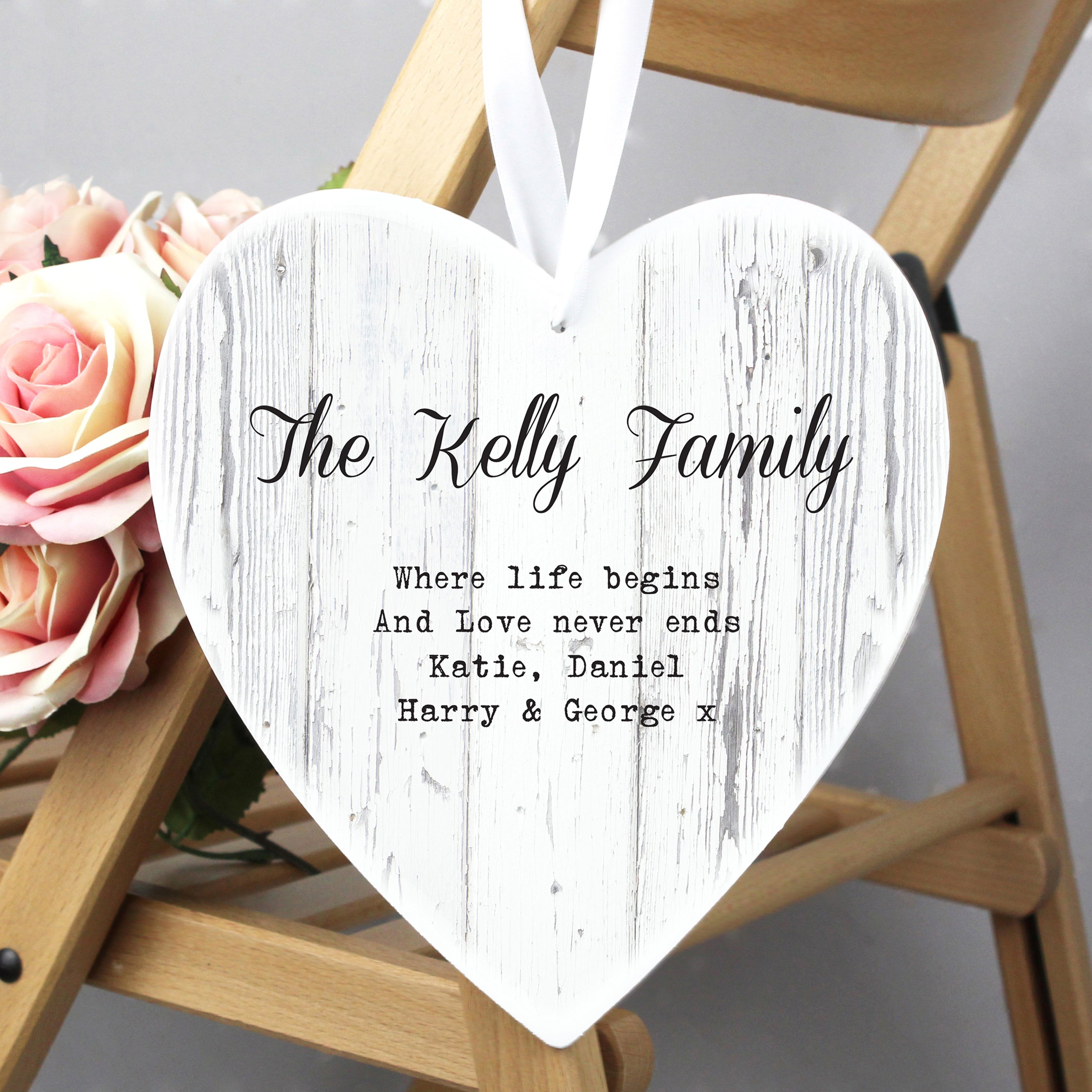 Personalised Rustic Large Wooden Heart Decoration - gift & personalise