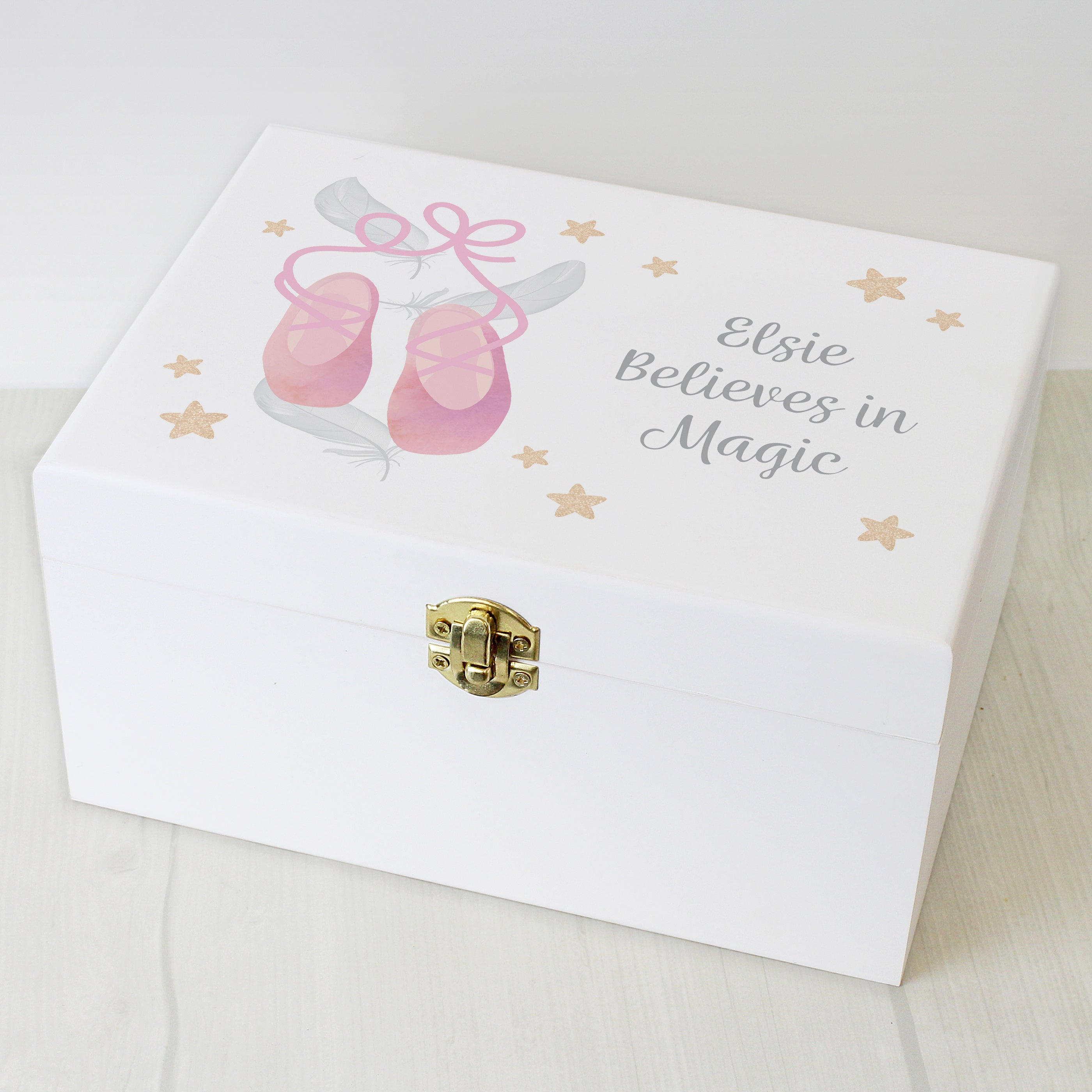 Personalised Swan Lake Ballet White Wooden Keepsake Box - gift & personalise