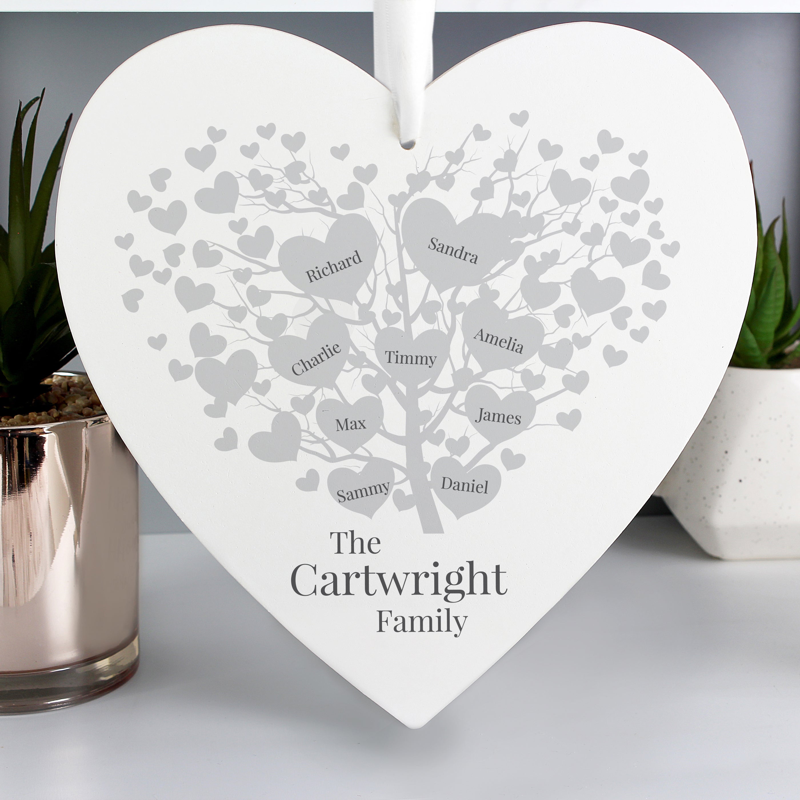 Personalised Family Tree Large Wooden Heart - gift & personalise