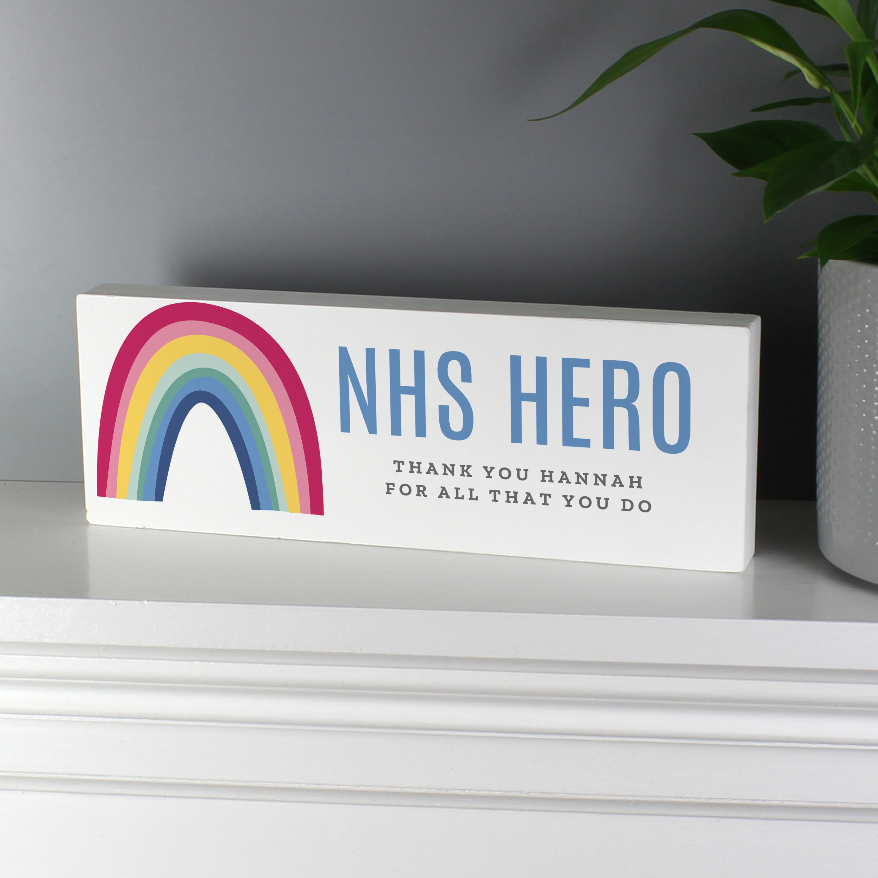 Personalised Rainbow Wooden Mantel Decoration - gift & personalise